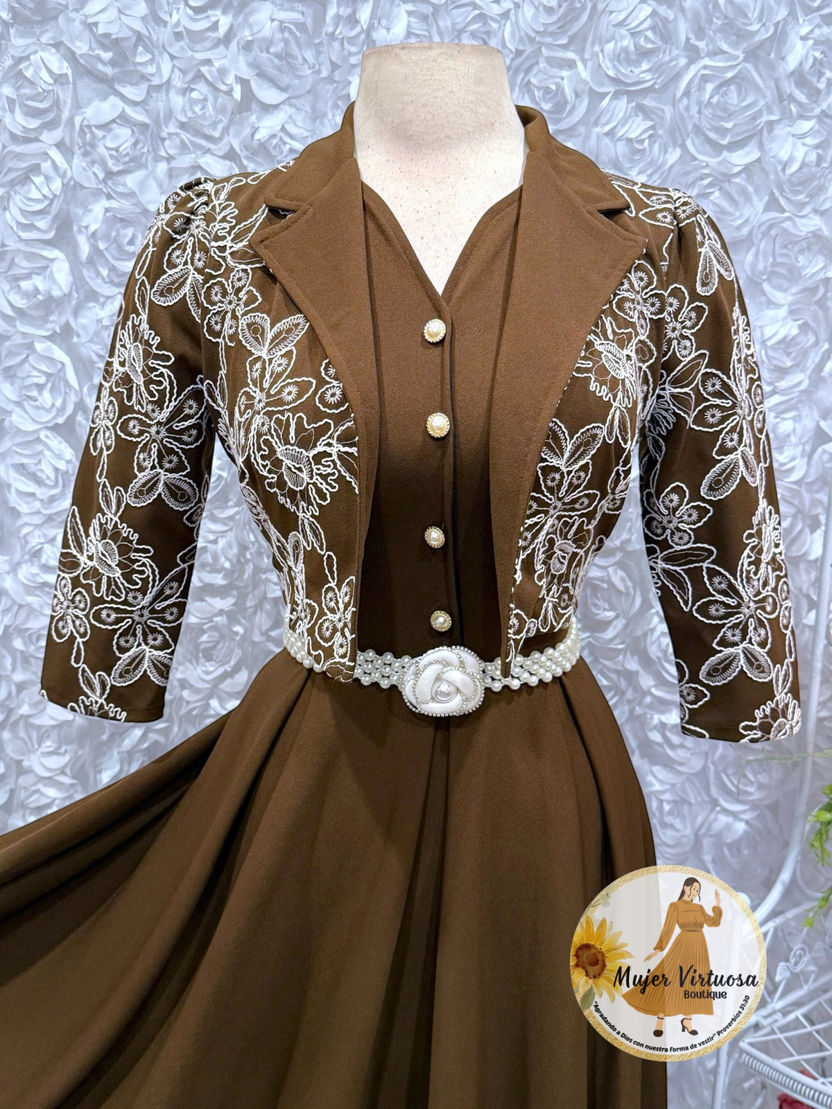 Linda Brown Embroidered Dress