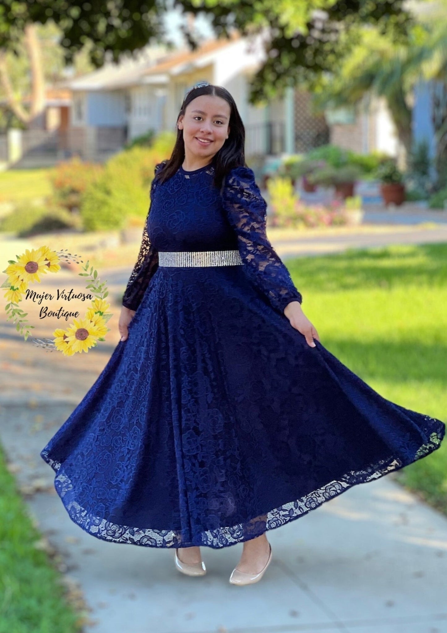 Ophelia Navy Blue Lace dress