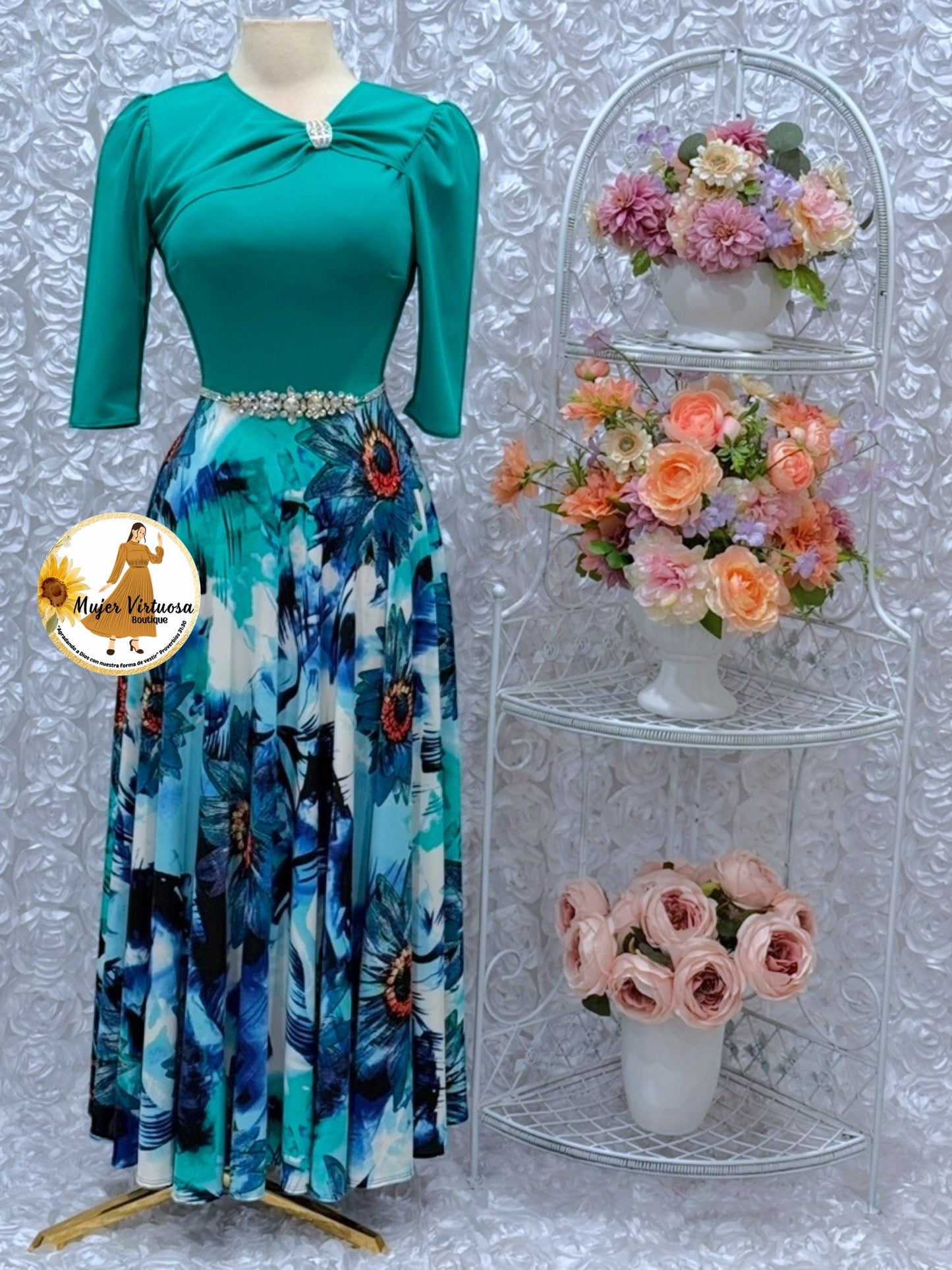 Rosalie Turquesa Floral Dress