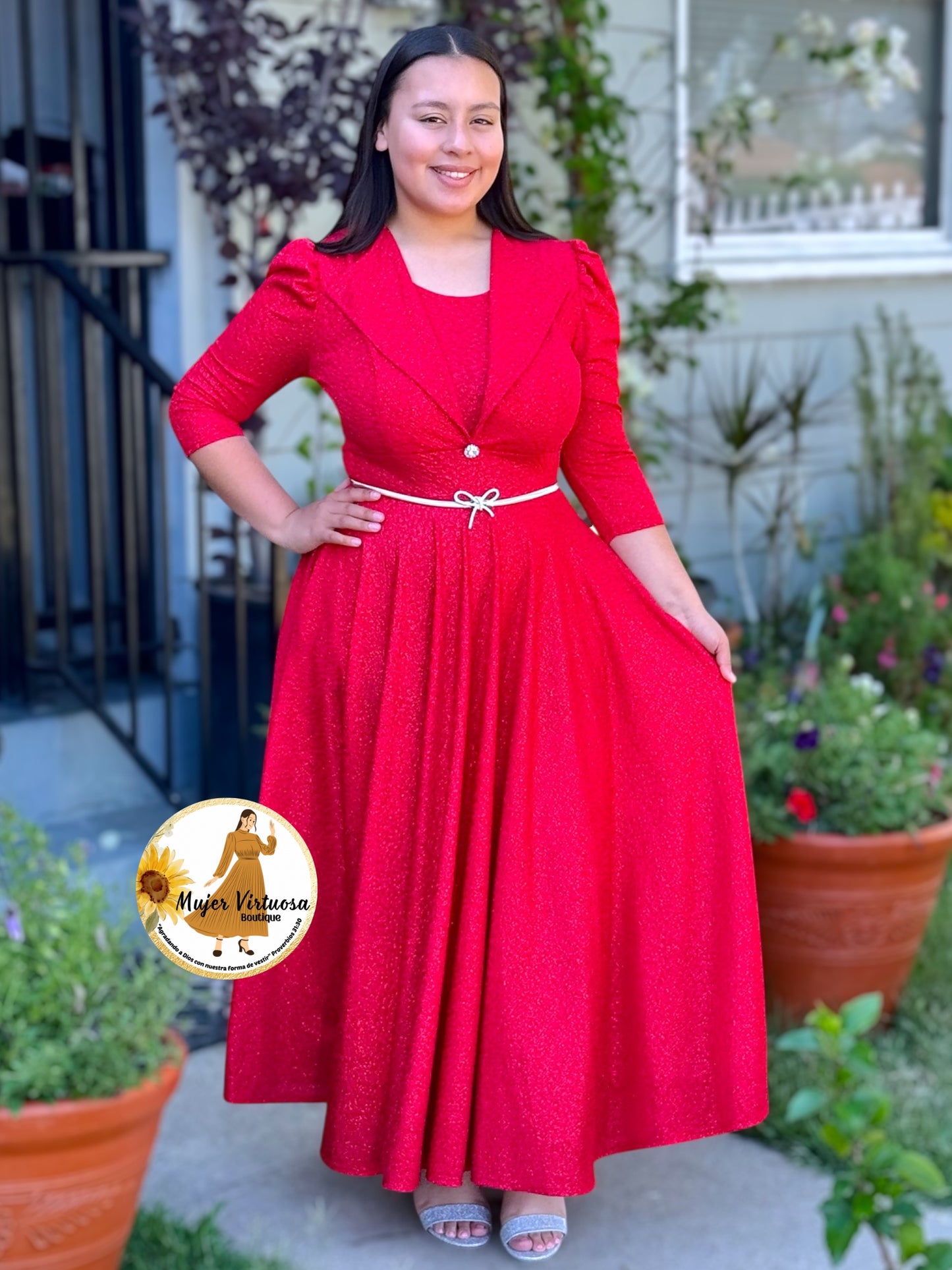 Astrid Red Shiny Blazer Dress