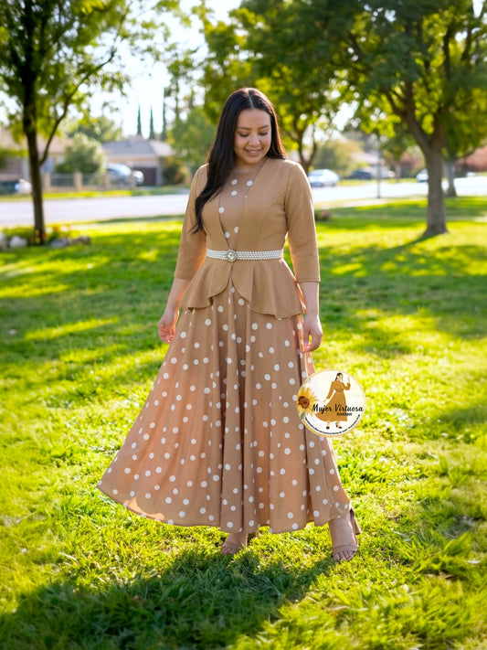 Helena Mocha Polka Dot Dress