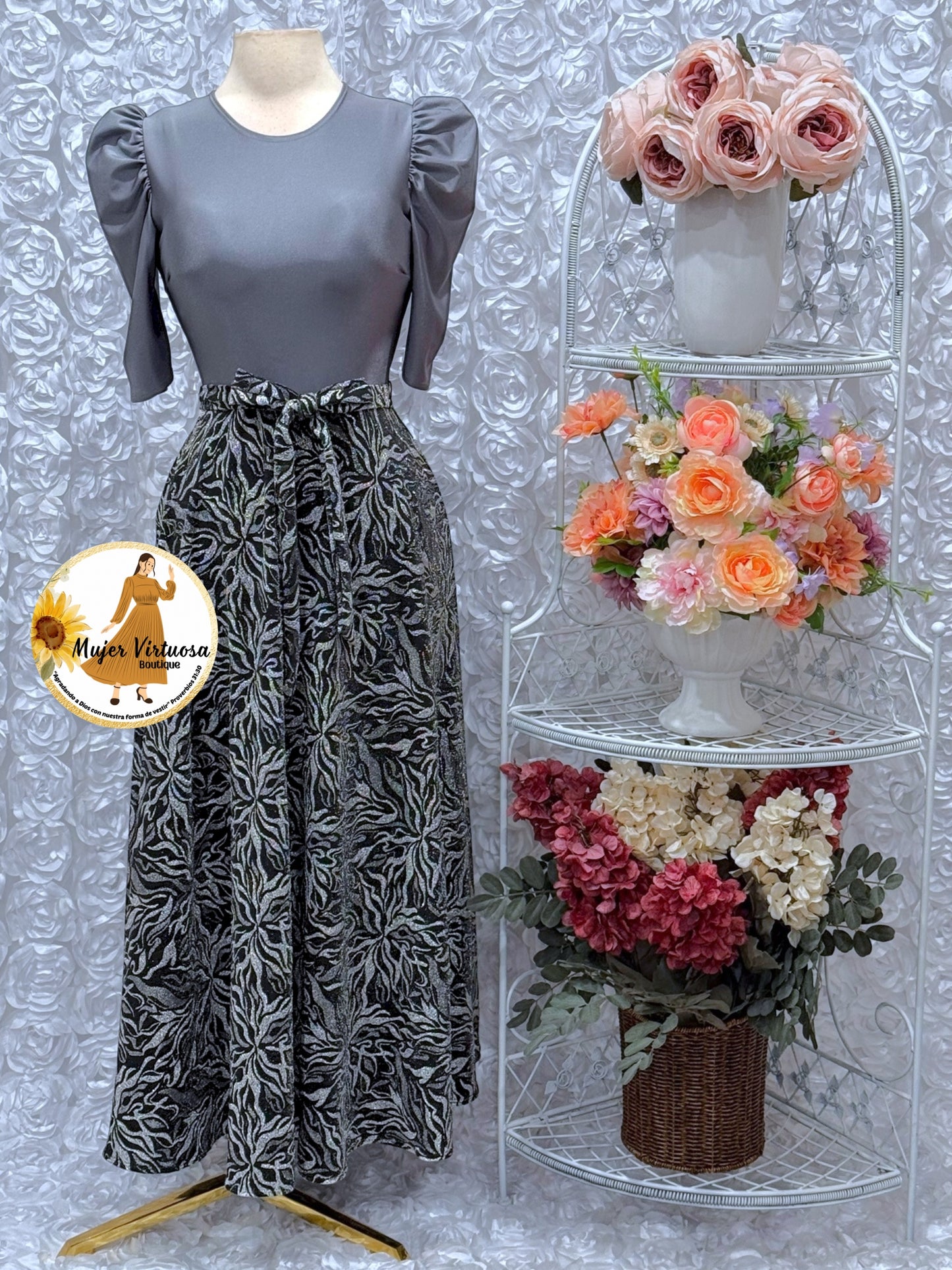 Grey & Black Glitter Dress