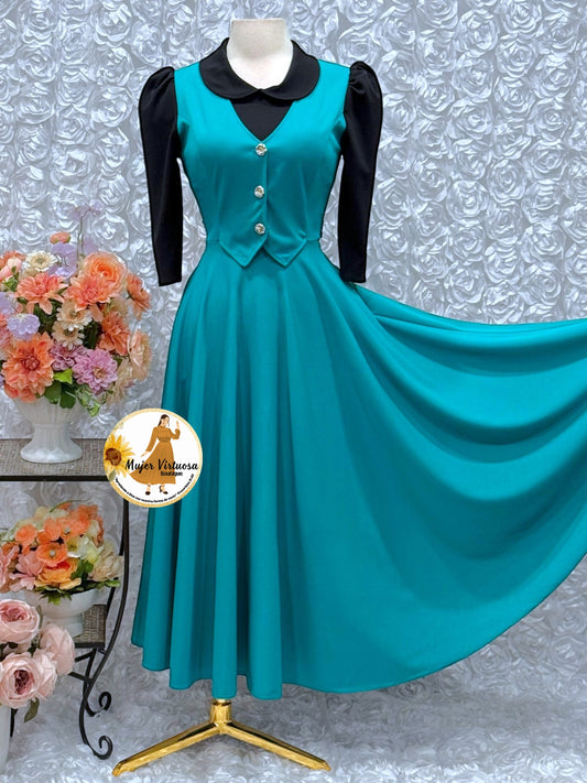Black & Aqua 2 in 1 Dress