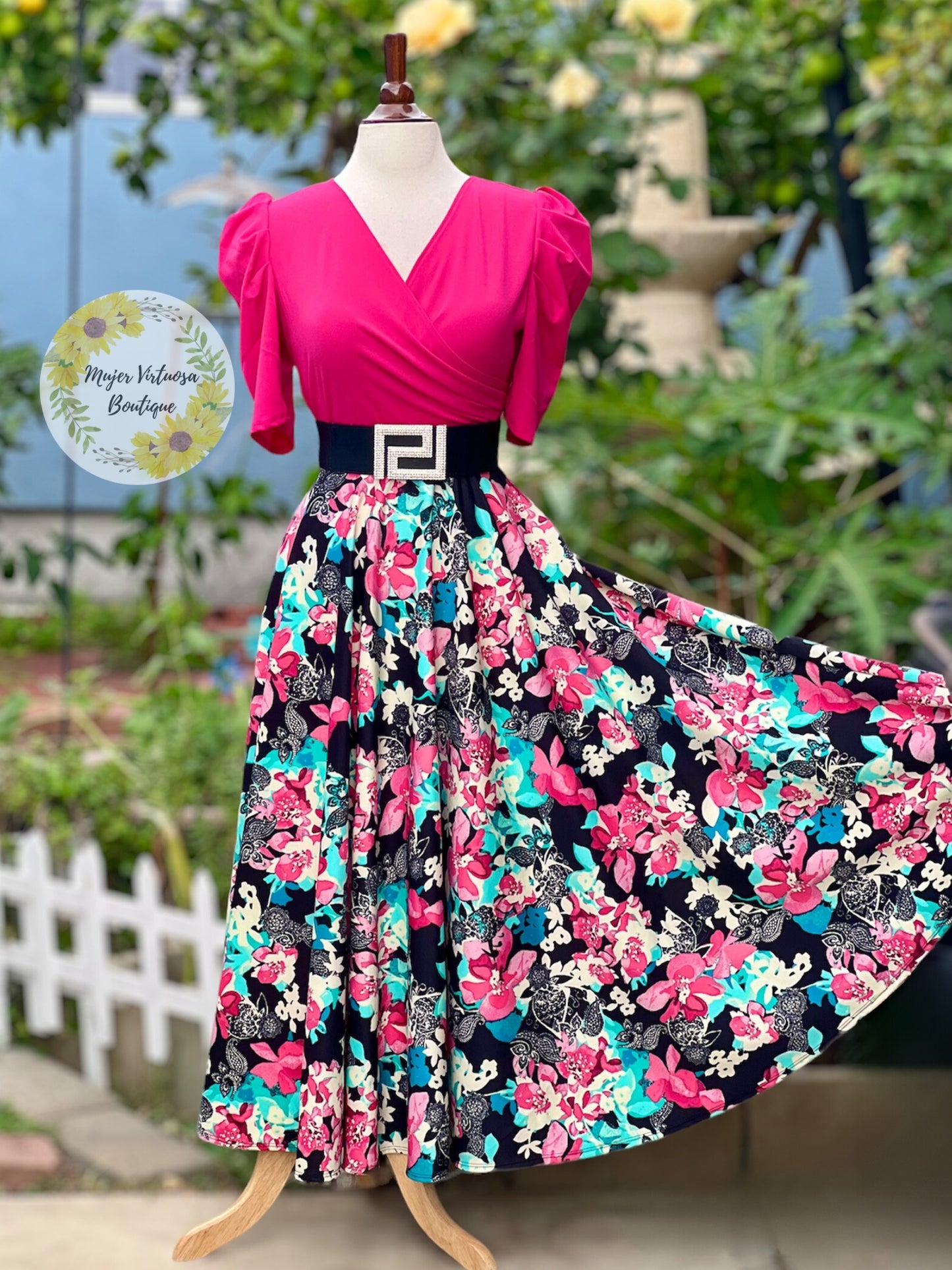 Susan Fucsia Floral Dress