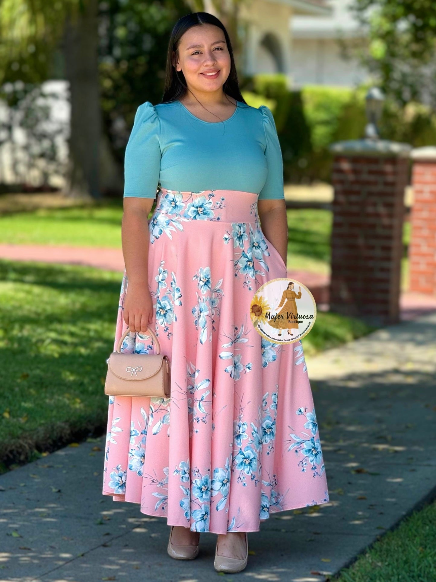 Aqua Blue Maxi Floral Dress