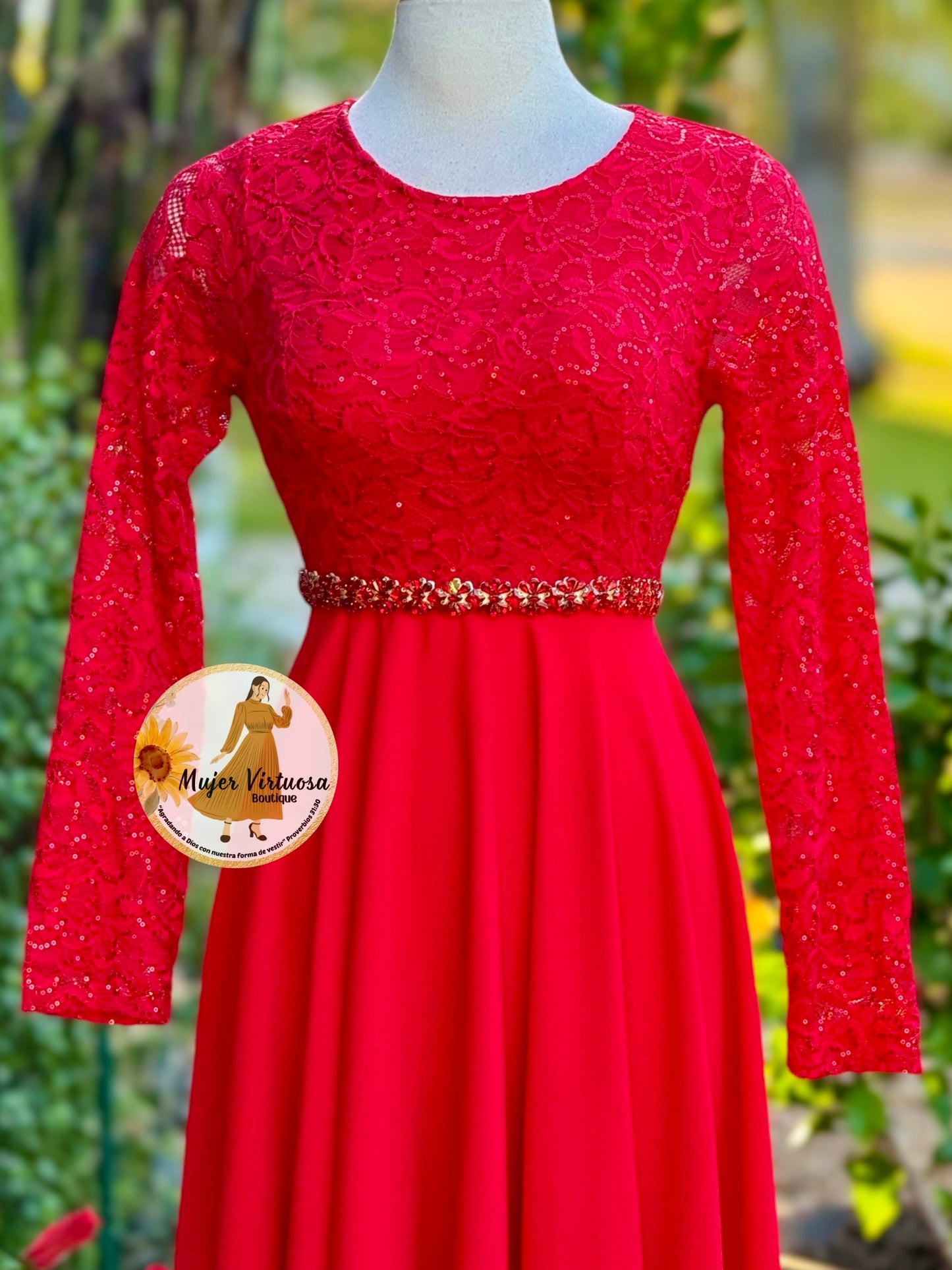 Anabel Red Lace Dress