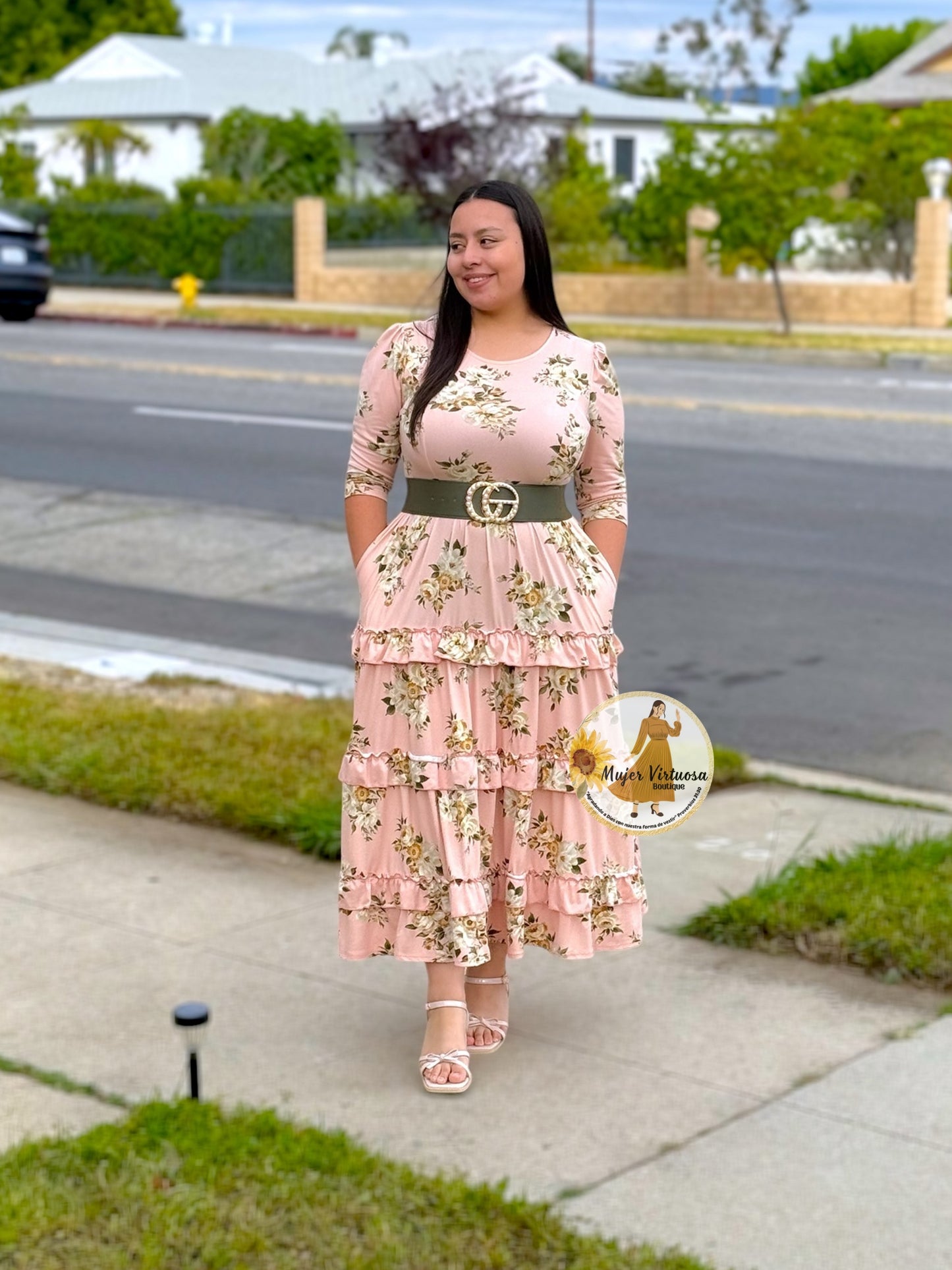 Leah Pink Floral Dress