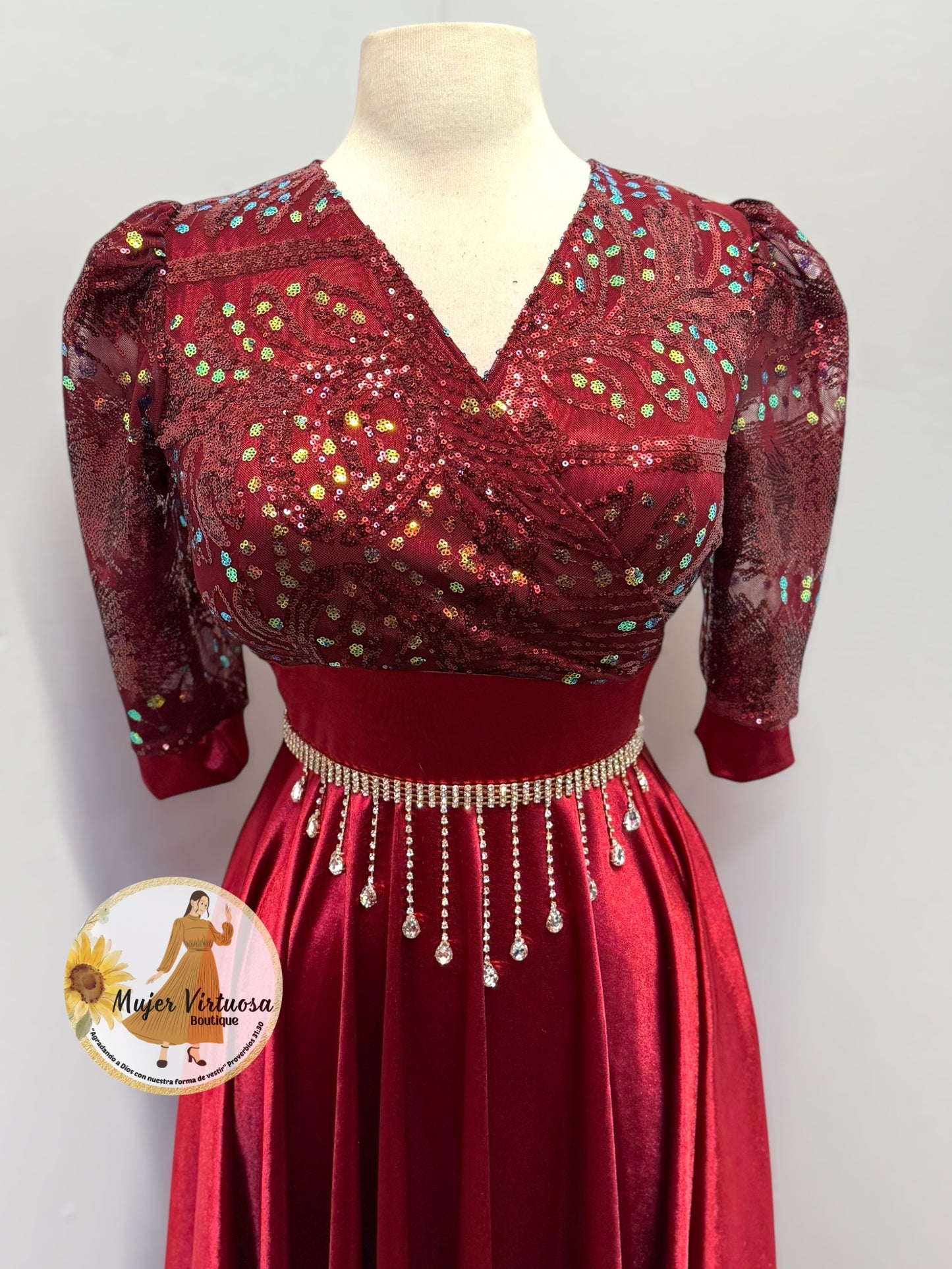 Cecilia Burgundy Satin Dress