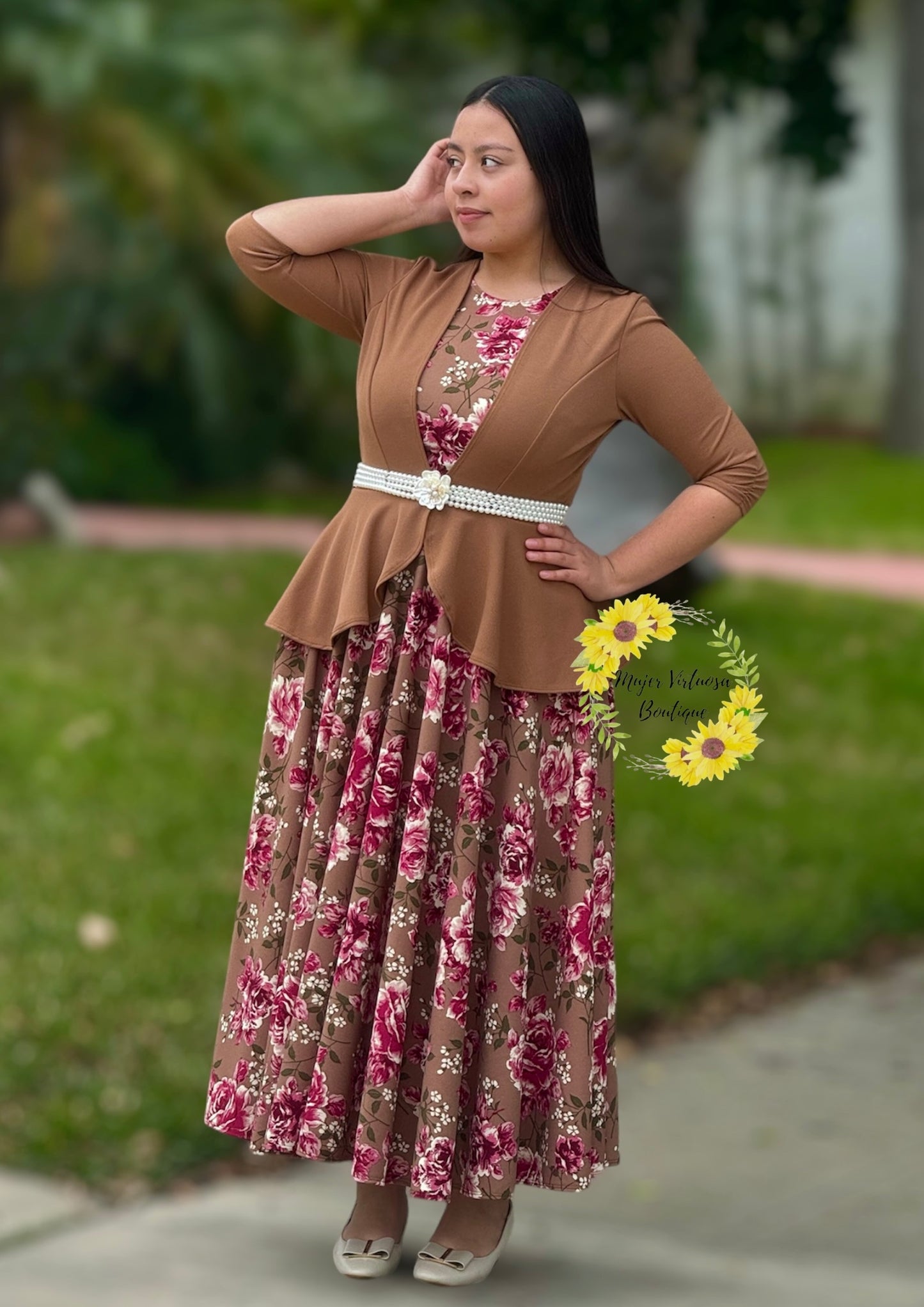 Helena Mocha Floral Blazer Dress