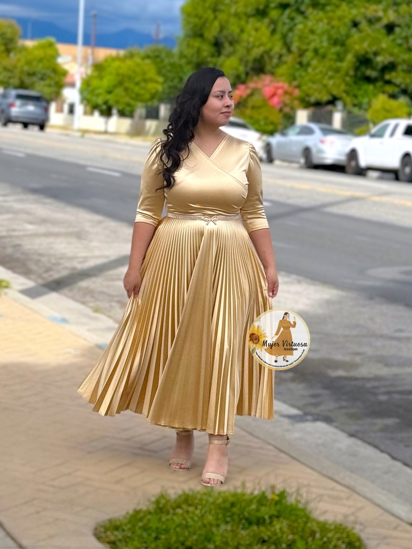 Celine Gold Satin Dress