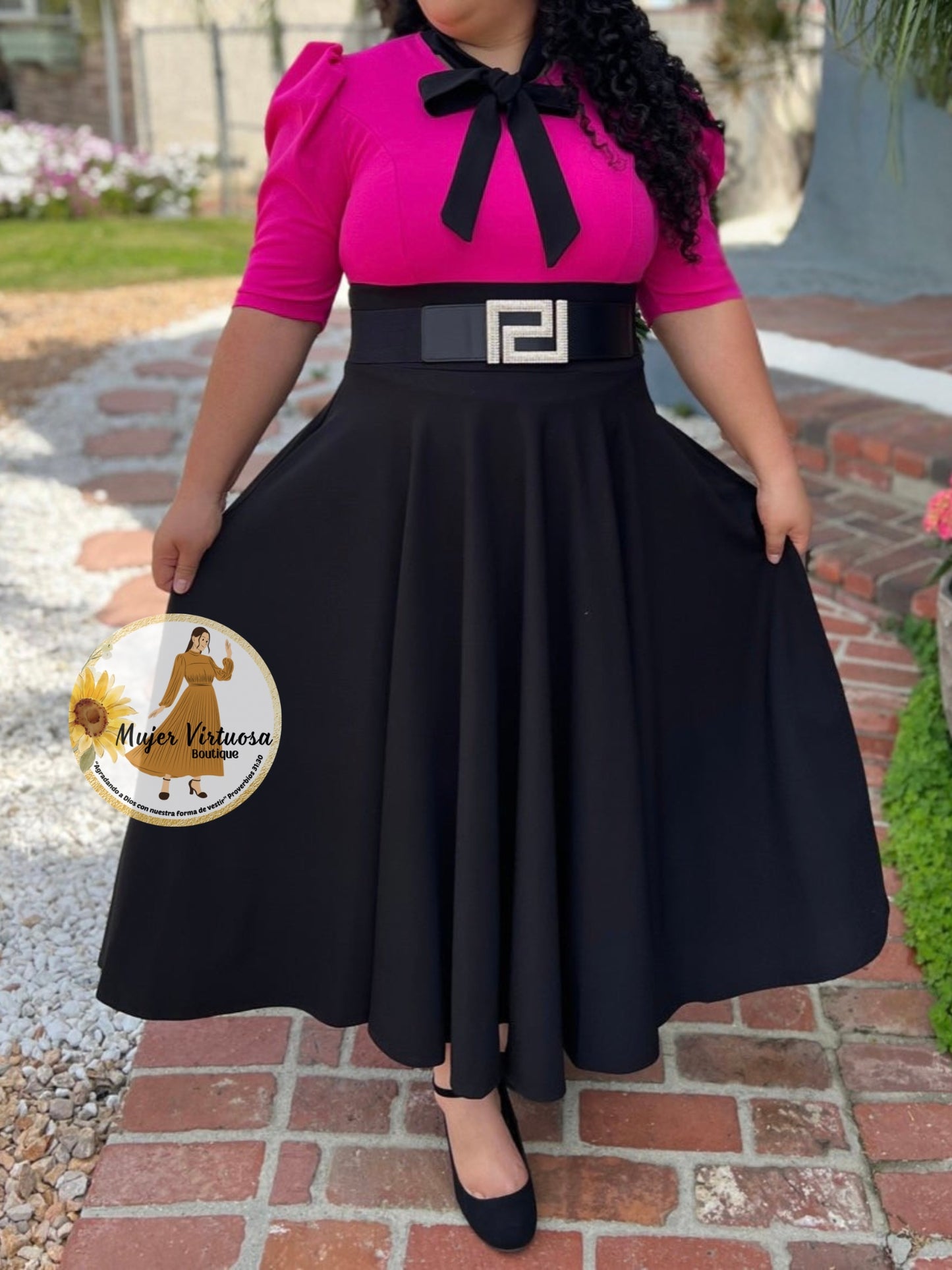 Sophia Fucsia/Black Dress