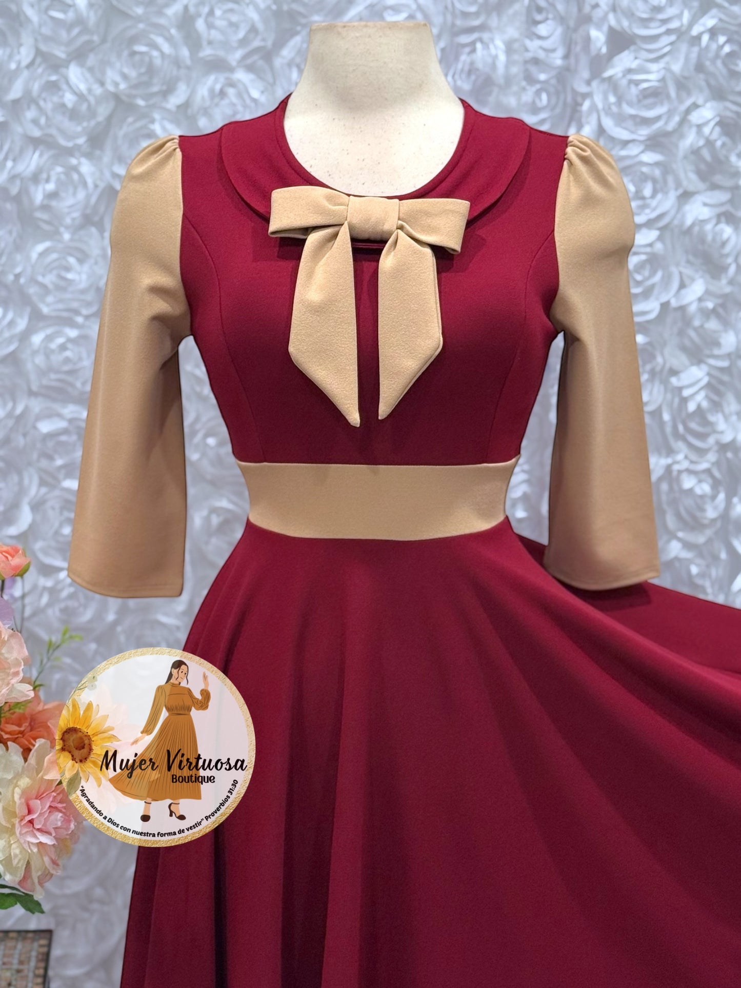 Agatha Burgundy/Mocha Sailor Dress