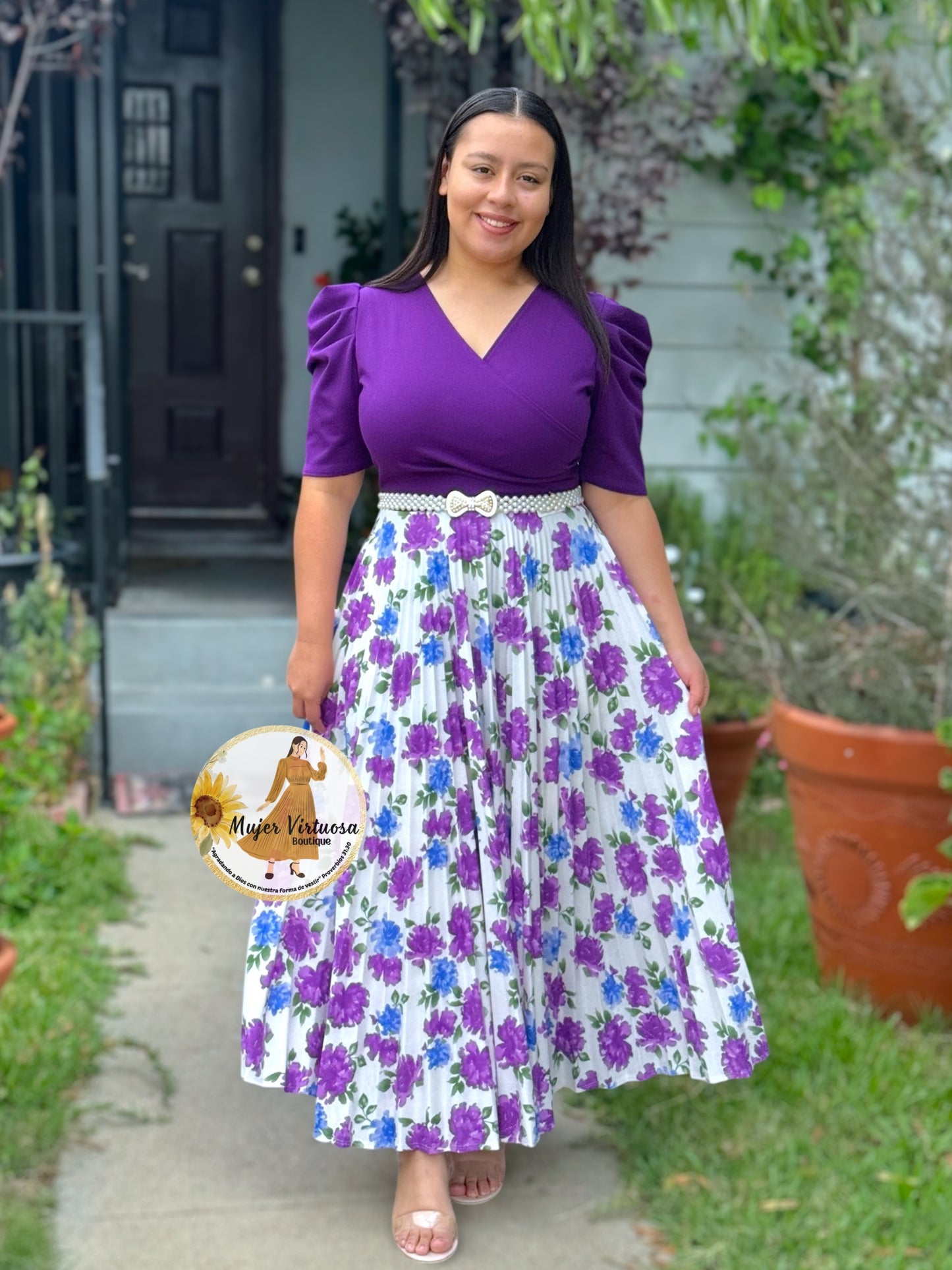 Jessica Purple/White Floral Dress