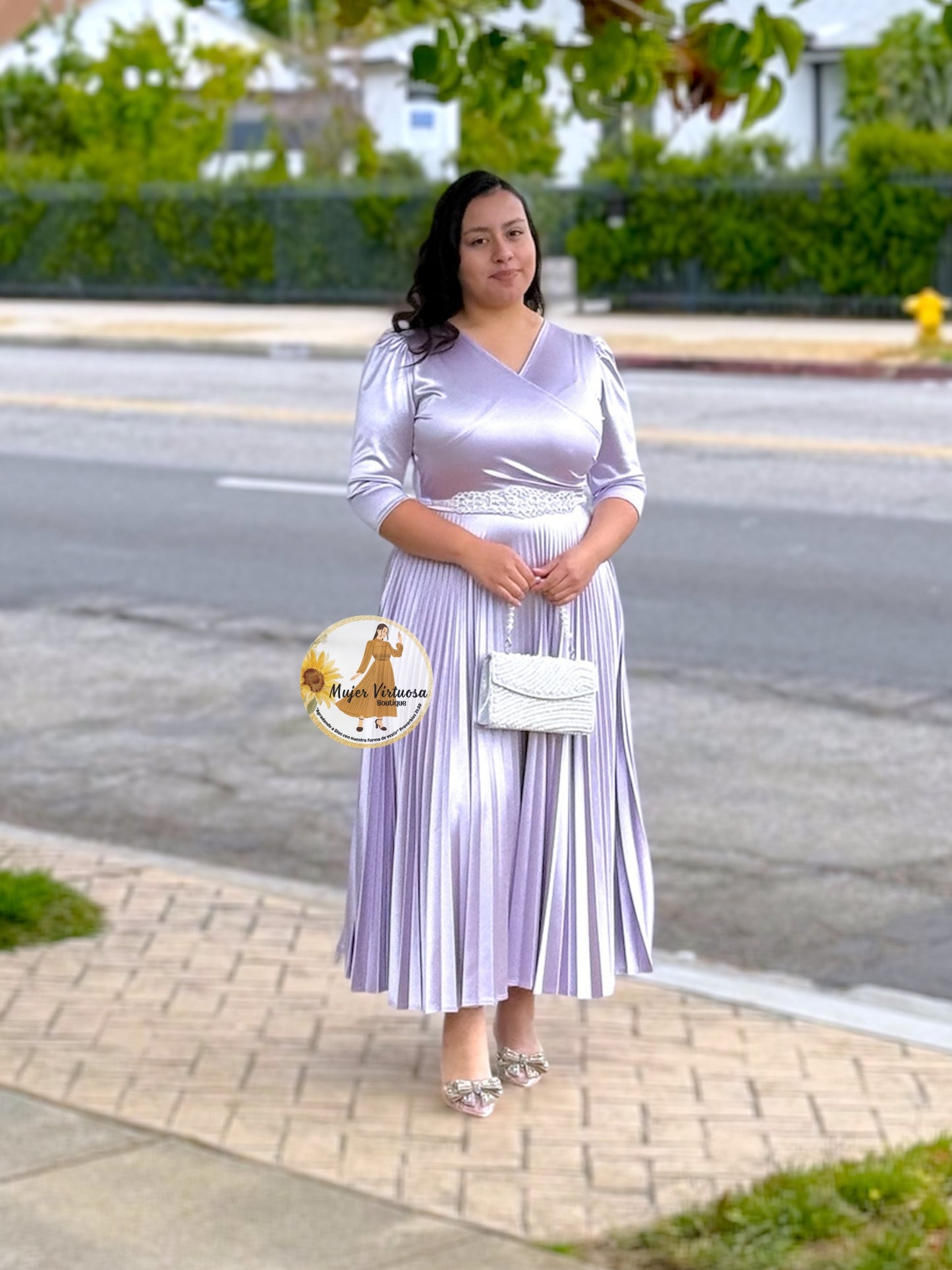 Celine Lilac Satin Dress