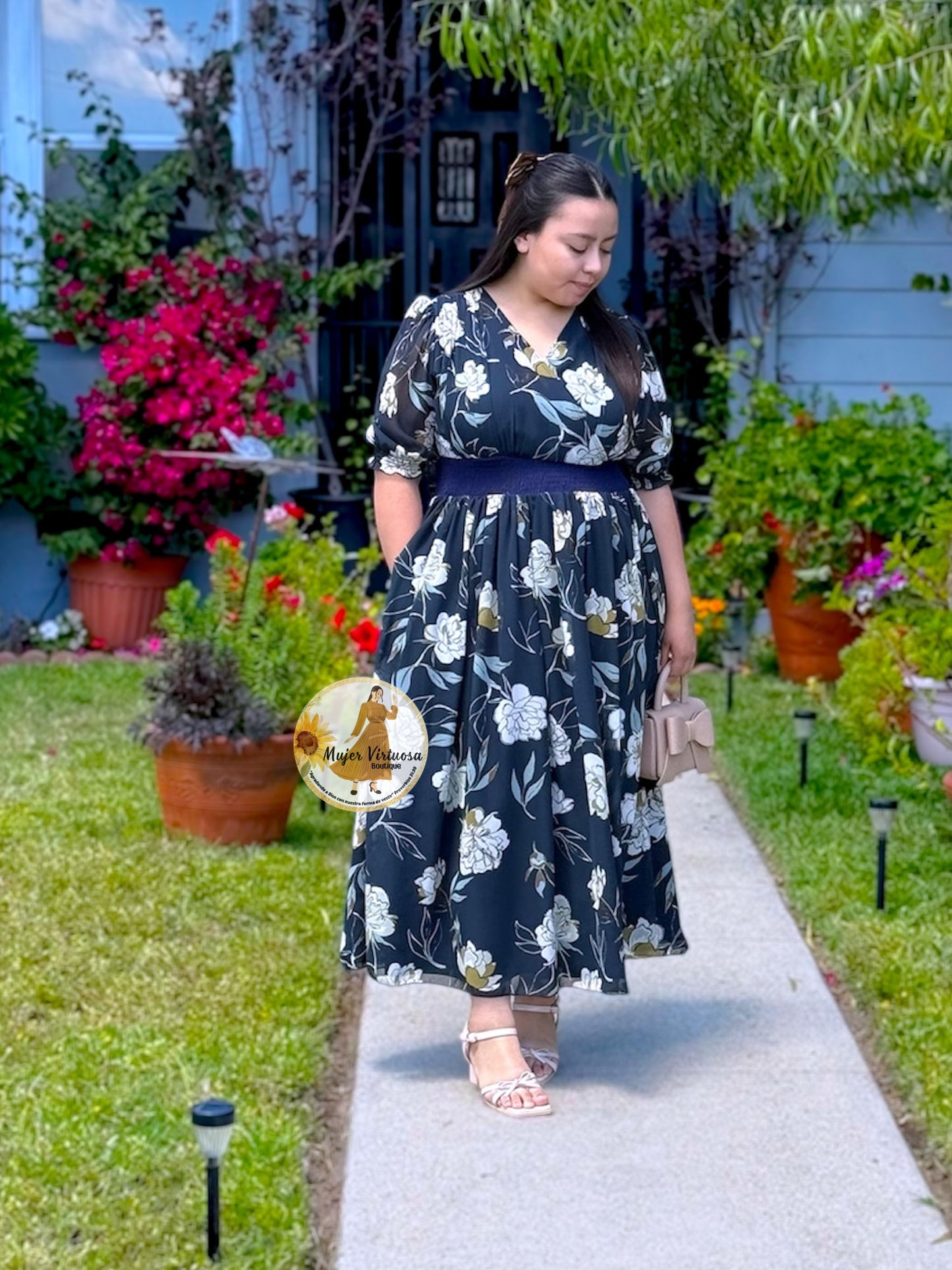 Julisa Navy Chiffon Dress