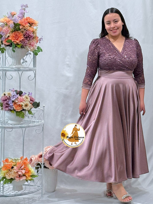 Cecilia Mauve Satin Dress