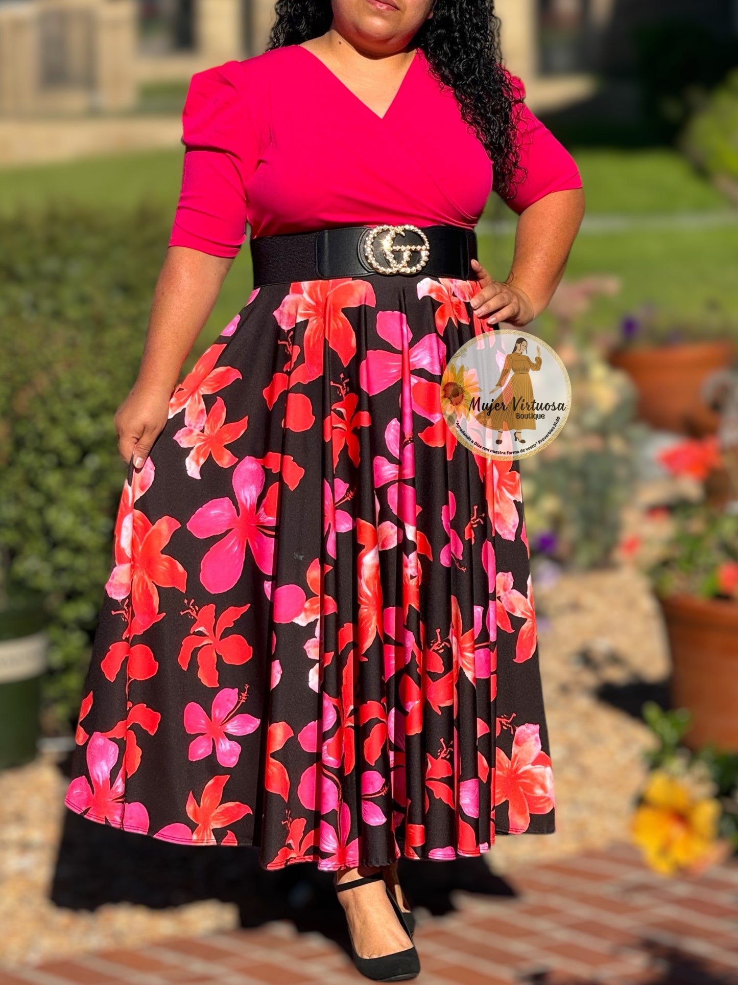 Susan Pink & Black Floral Dress