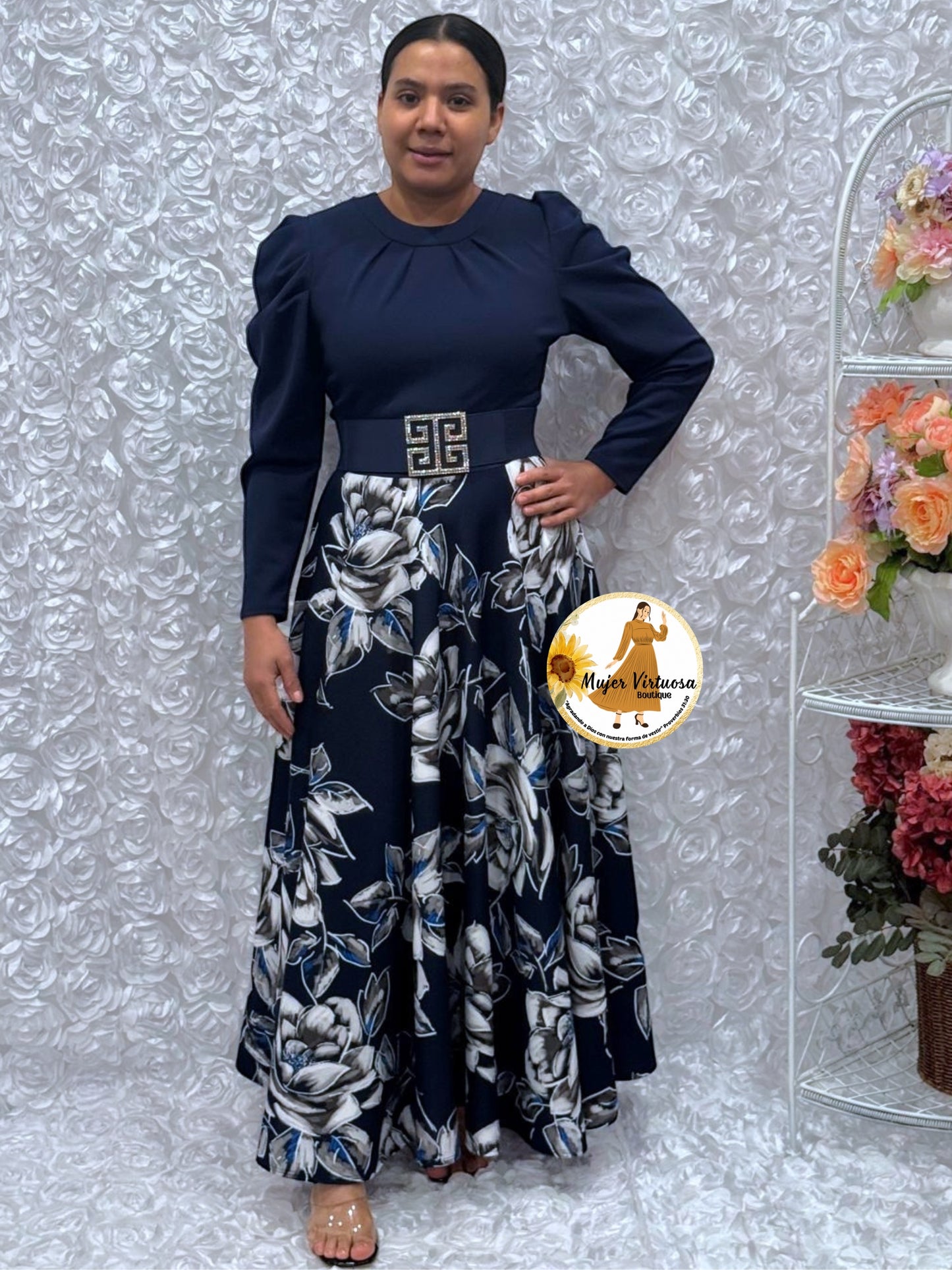 Eloisa Navy Blue Floral Dress