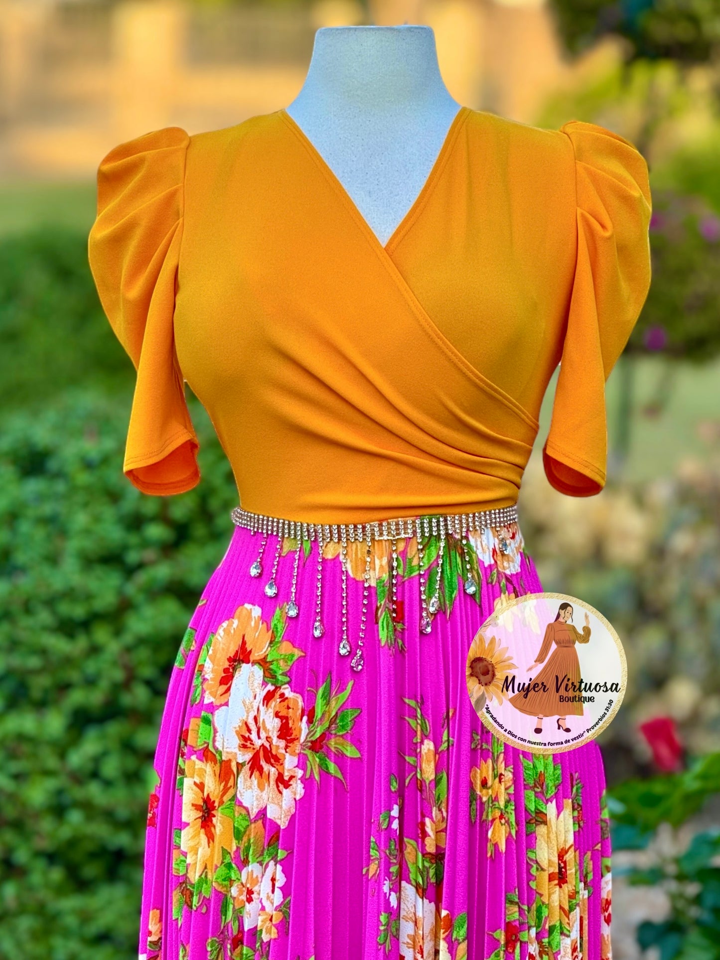 Jessica Mango & Pink Floral Pleated Dress