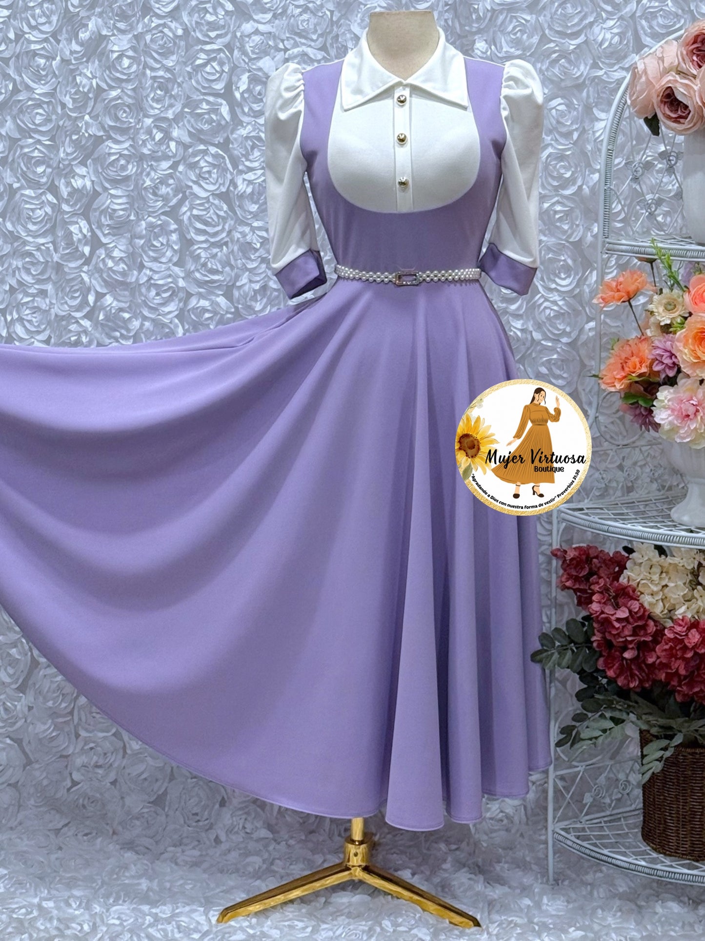 Lilac & White 2 in 1 Dress