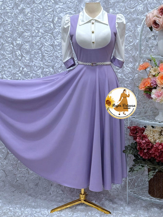 Lilac & White 2 in 1 Dress