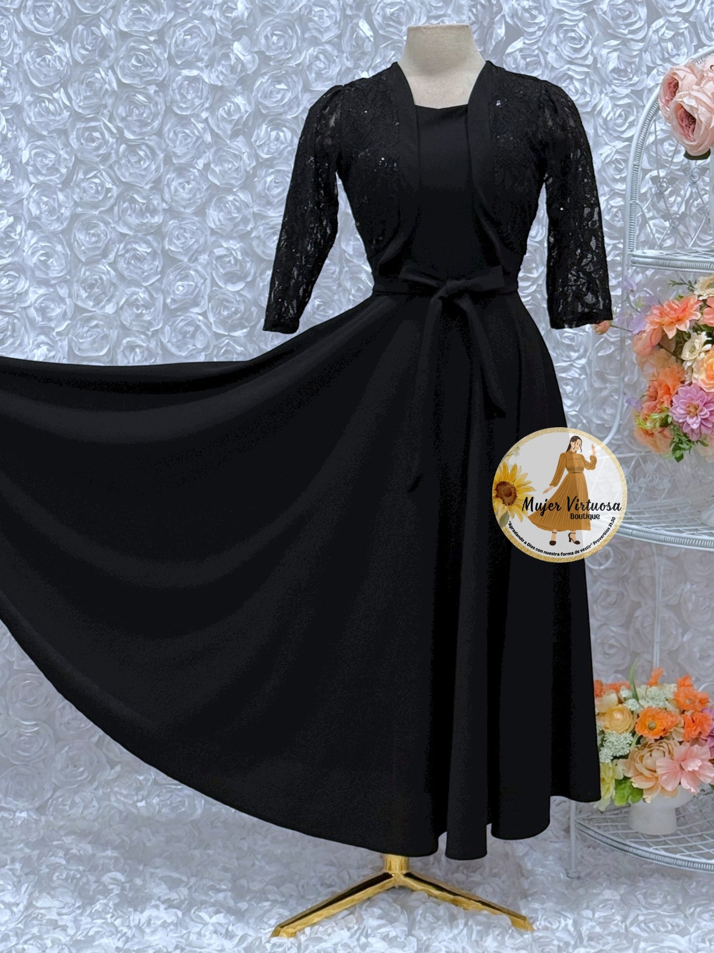 Emma Black Lace Blazer Dress