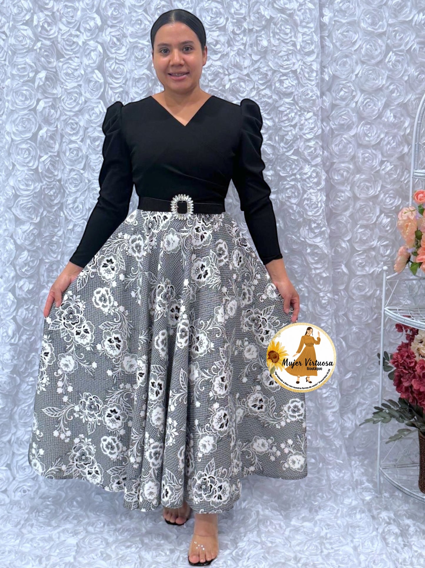 Larissa Black & Floral Dress