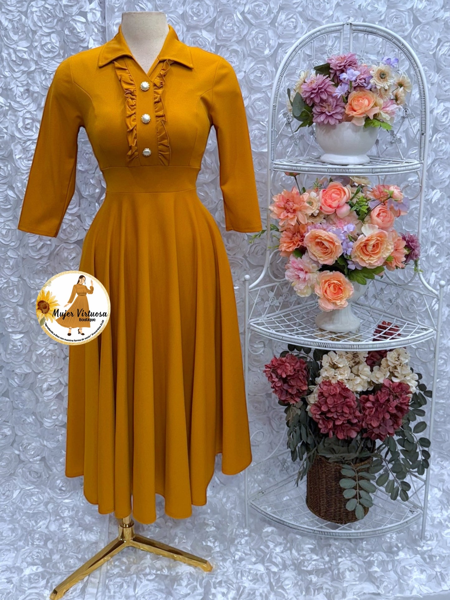 Antonella Mustard Midi Dress