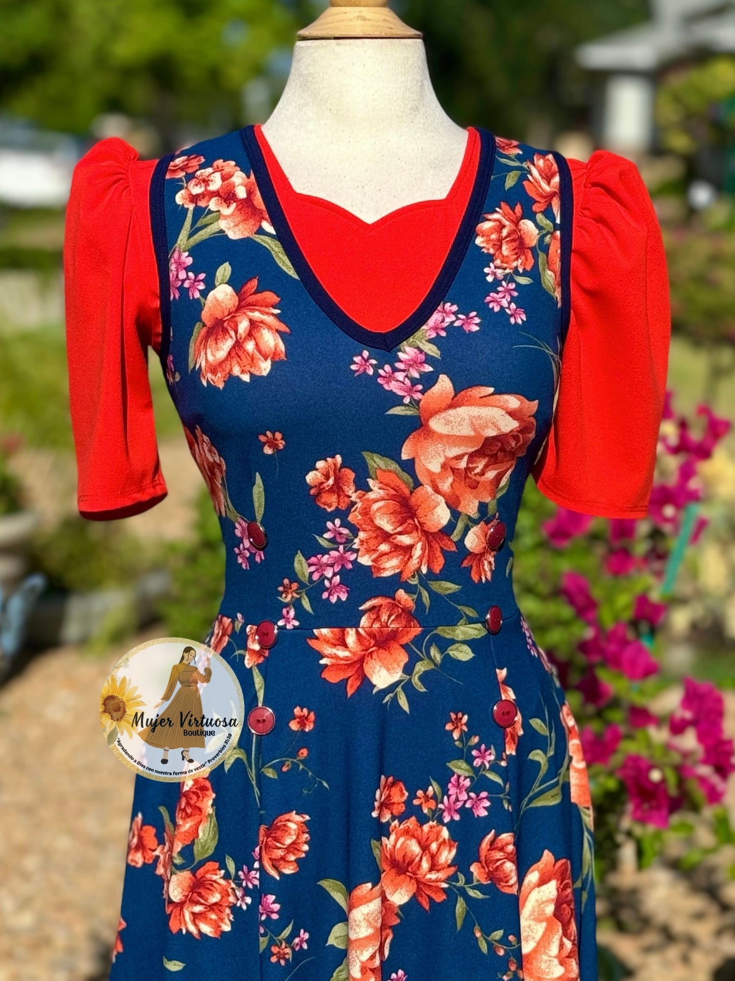 Elena Navy Floral Overall