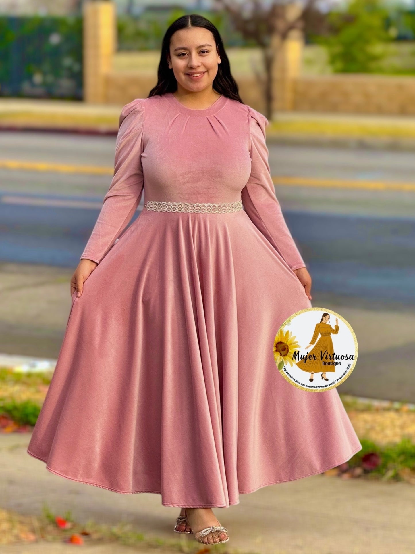 Eloisa Pink Velvet Dress