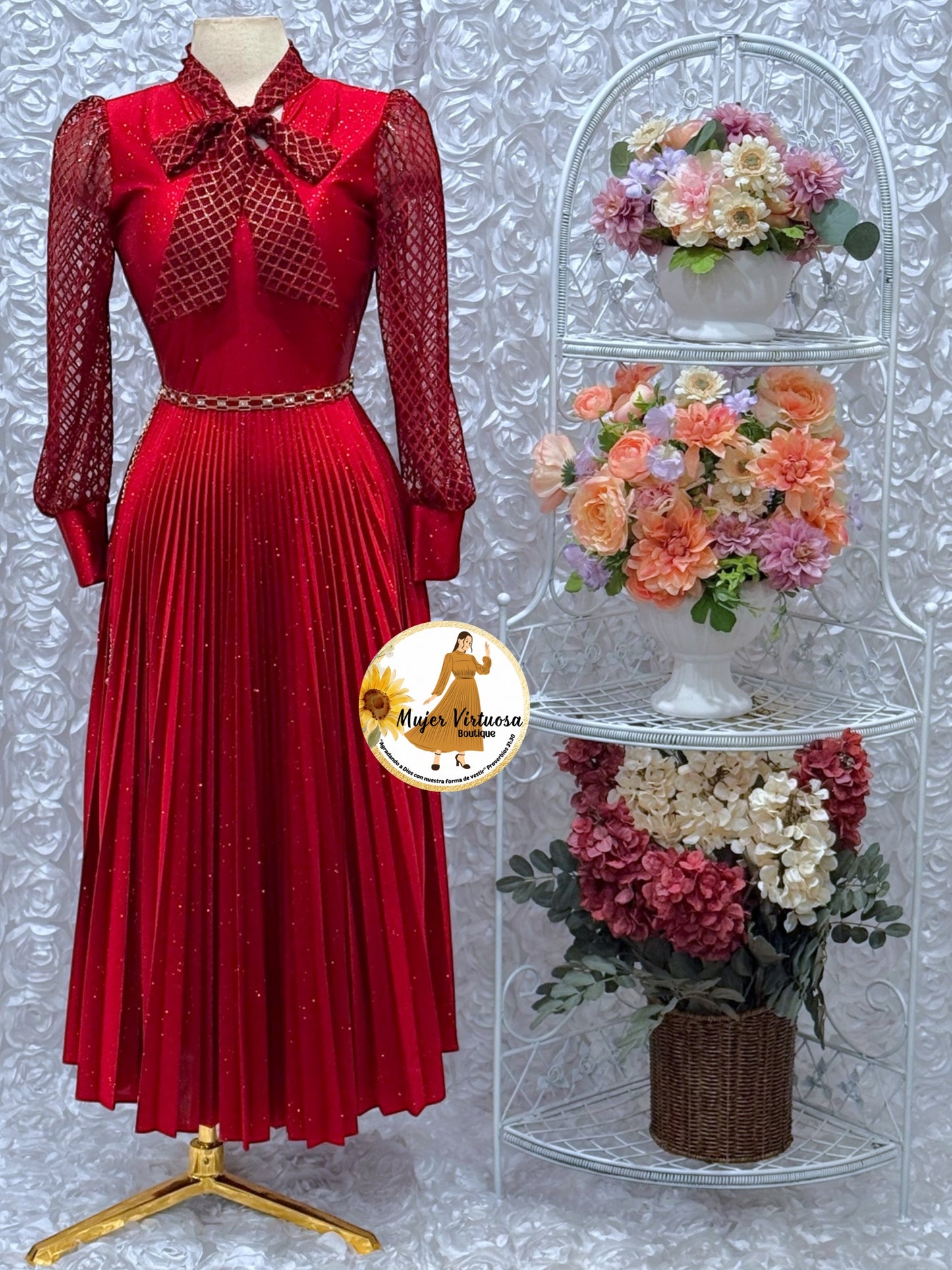 Brenda Red Glitter Dress