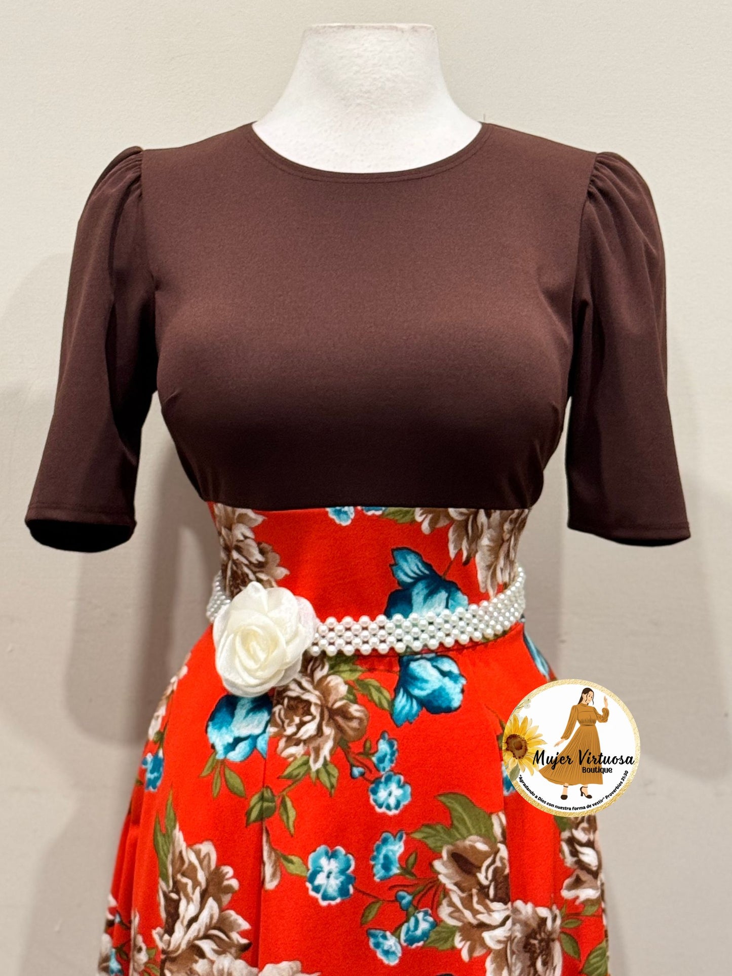 Brown & Orange Floral Dress