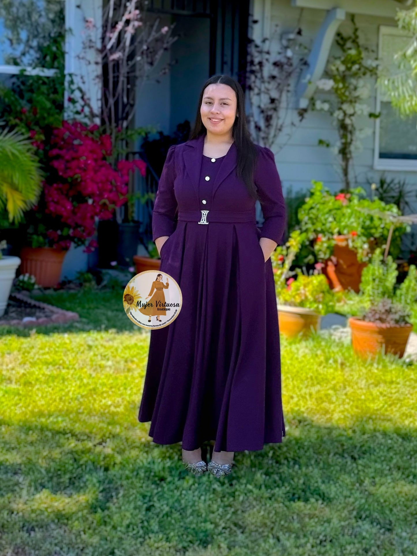 Mariana Uva Pleats Dress