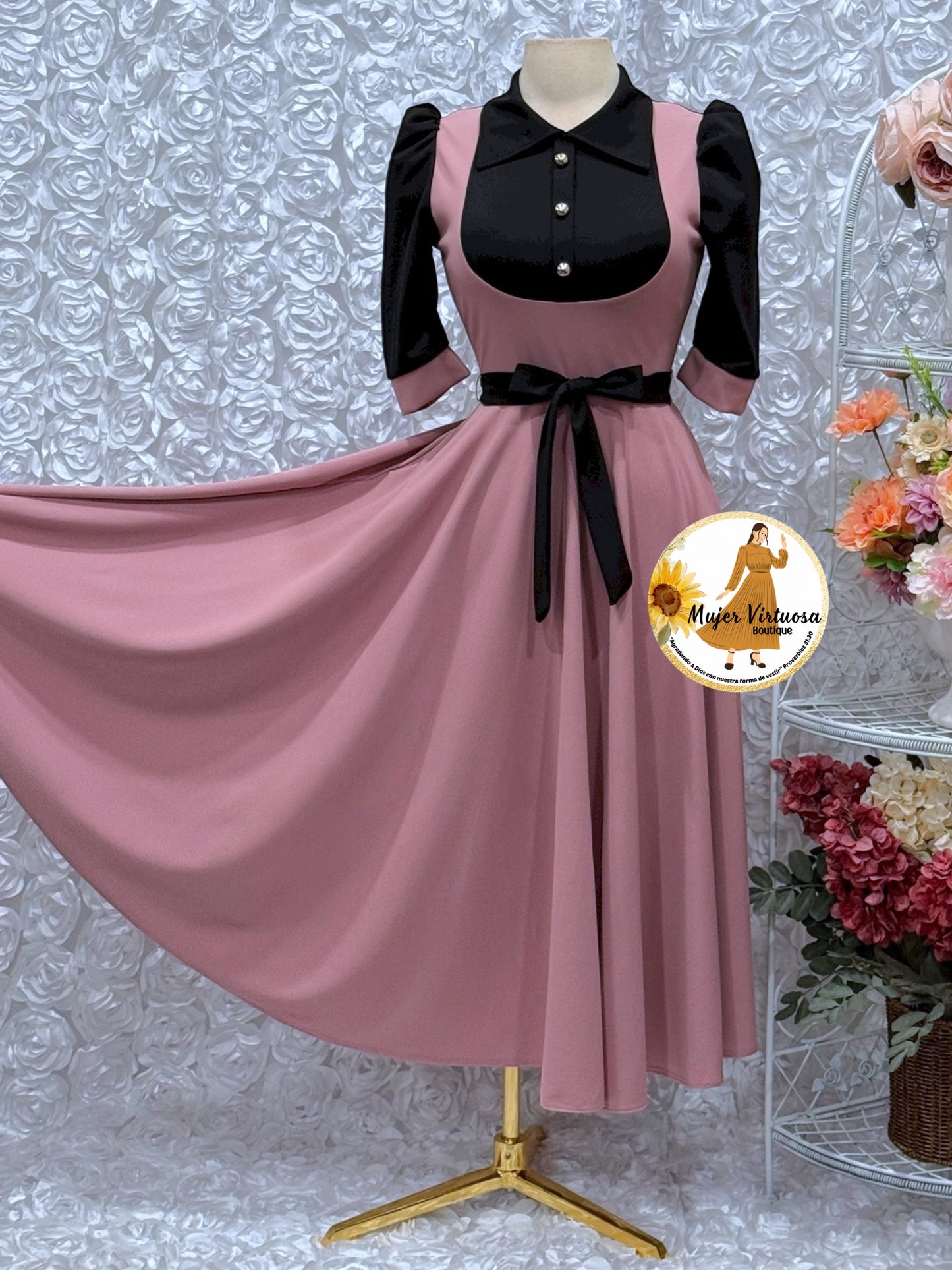 Mauve & Black 2 in 1 Dress