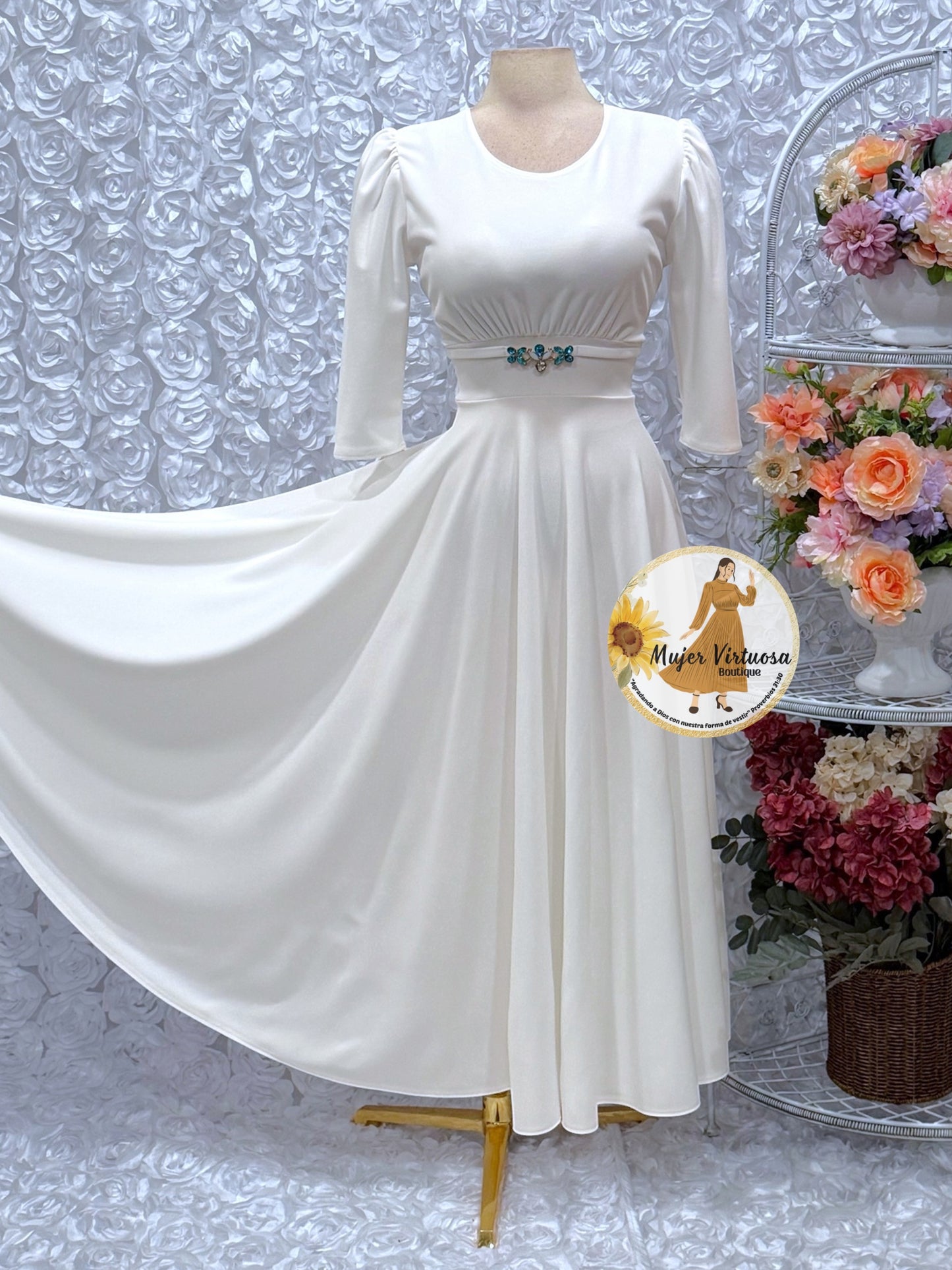 Wendy Ivory Belted Dress