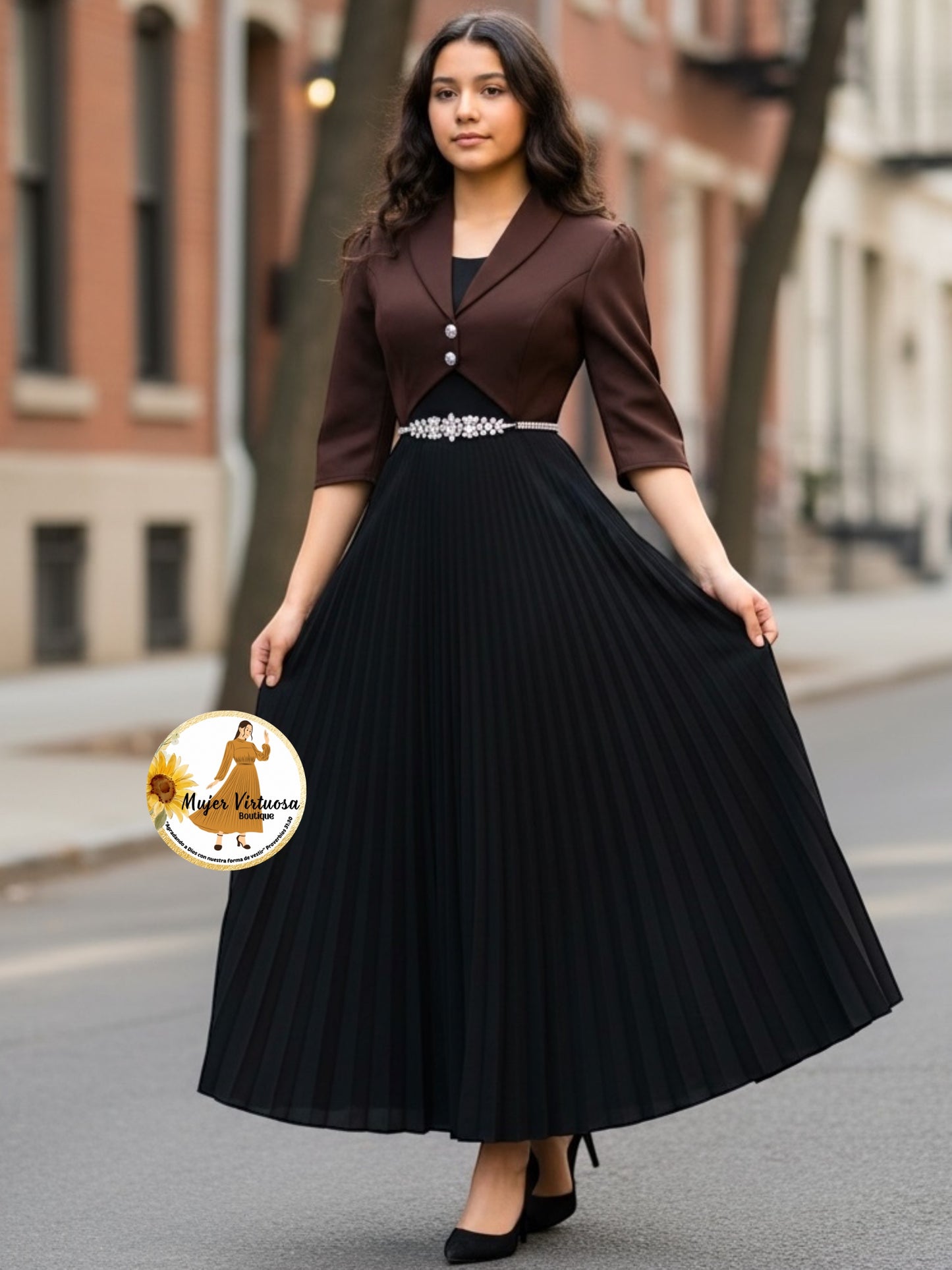 Emely Brown & Black Dress