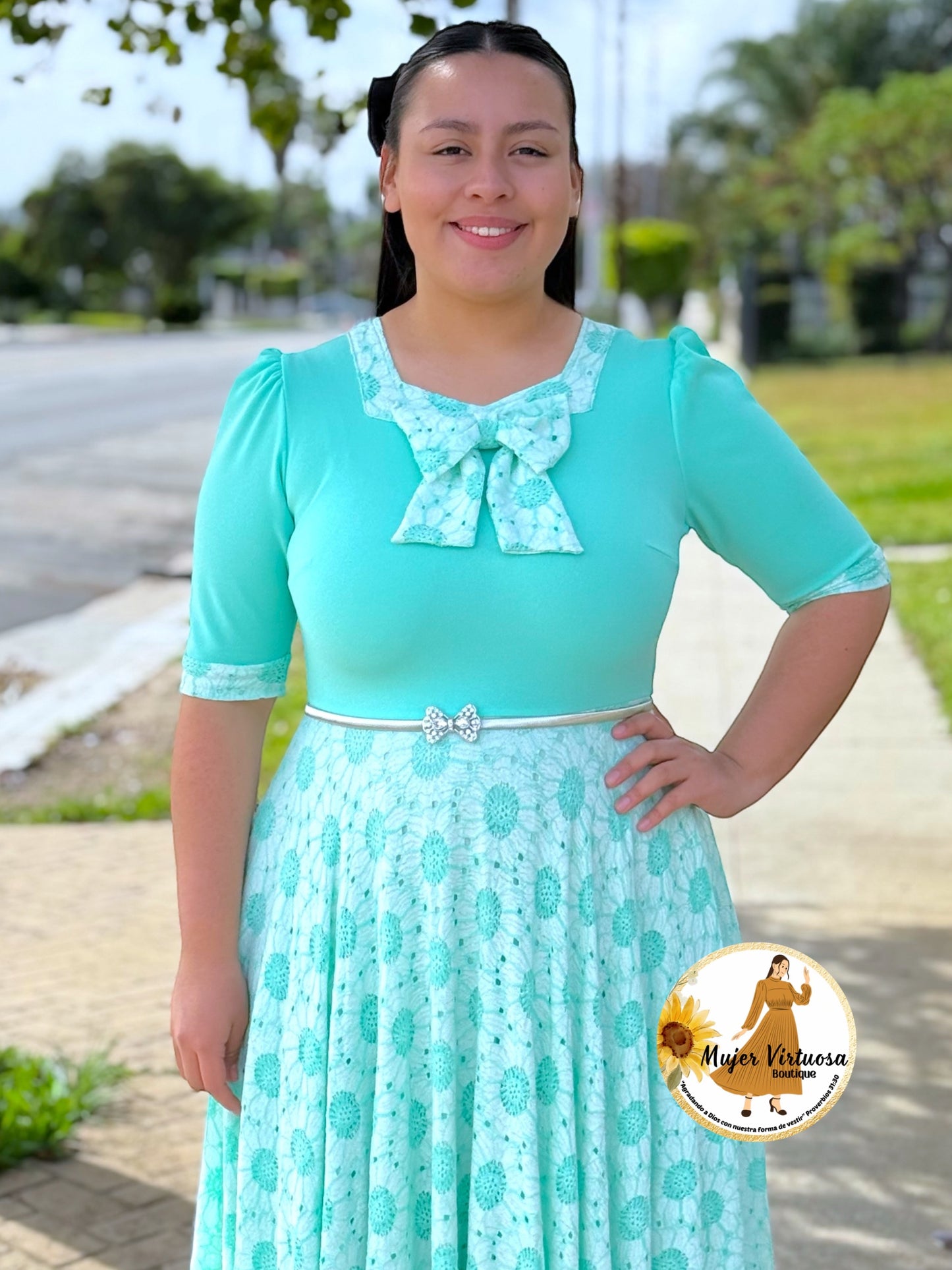 Madelyn Mint Bow Dress
