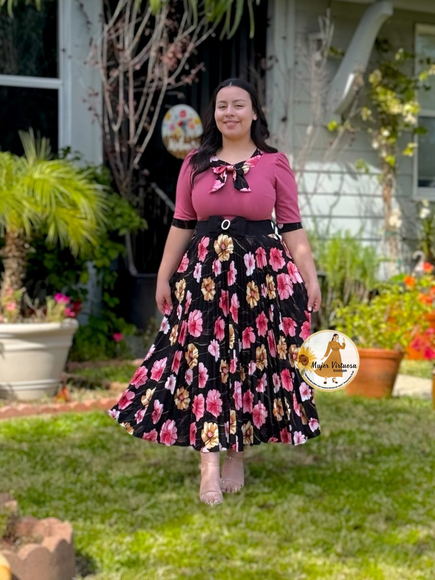 Madelyn Mauve & Black Dress