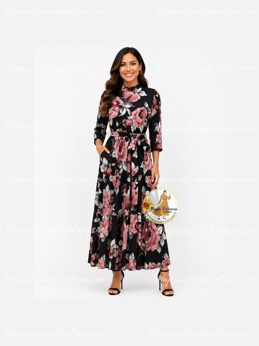 Zuri Black Floral Dress