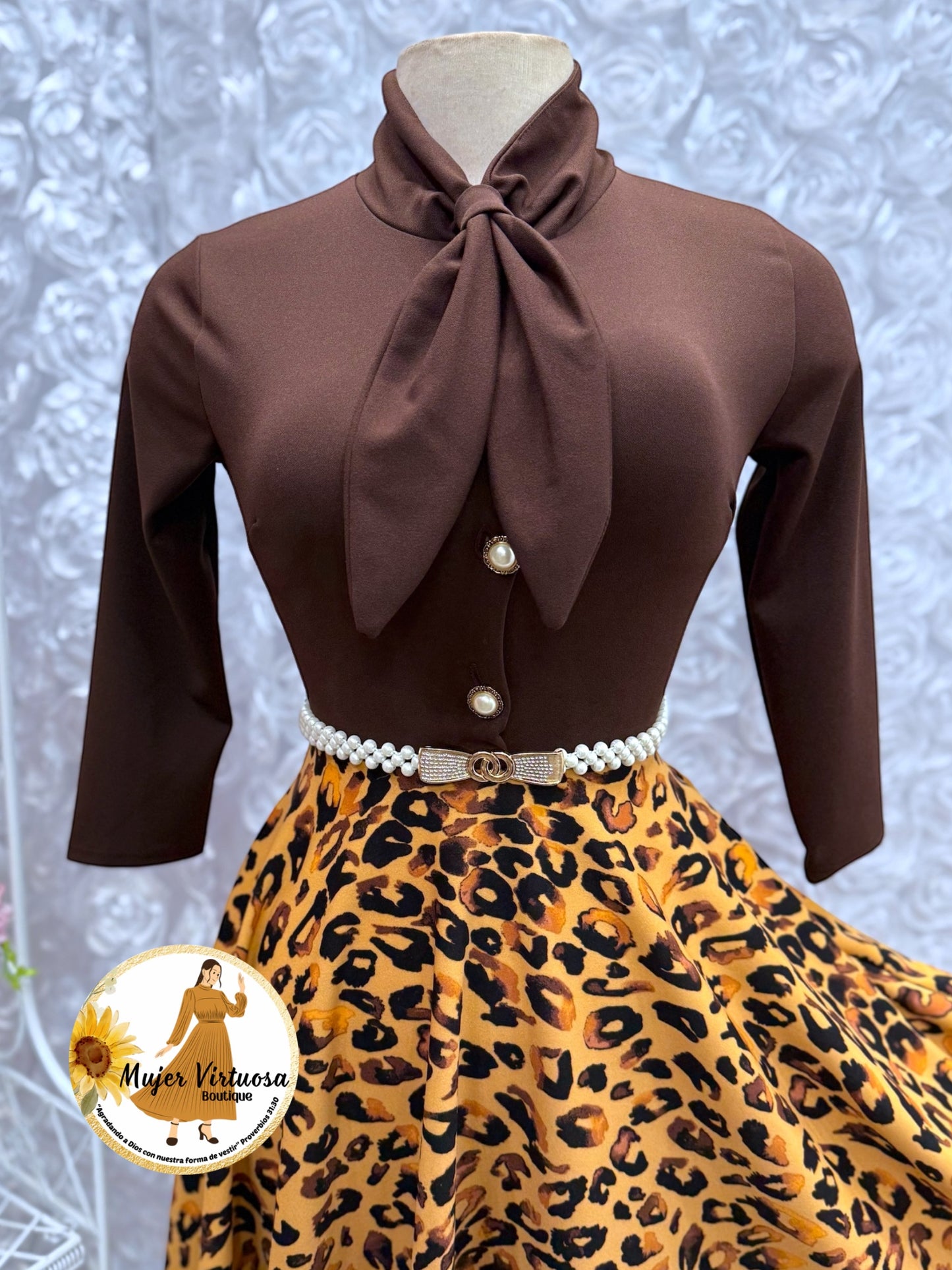 Brown & Animal Print Sailor Dress