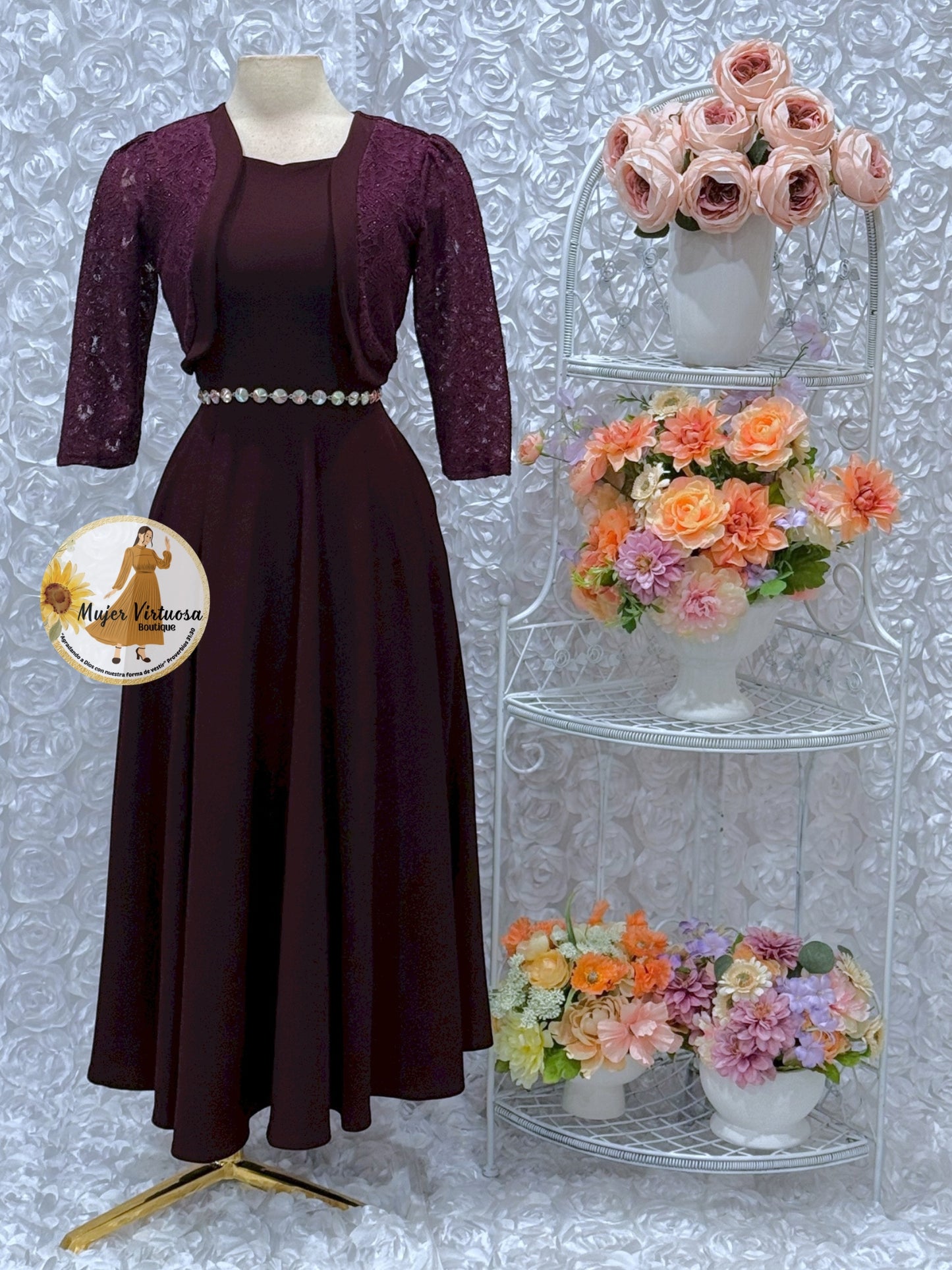 Emma Eggplant Lace Blazer Dress