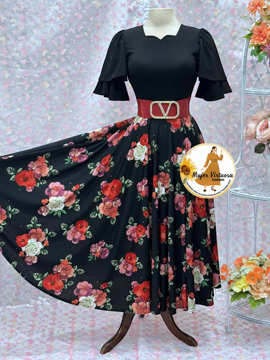 Olivia Black Floral Dress