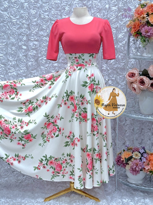 Eliana Coral/White Floral Dress