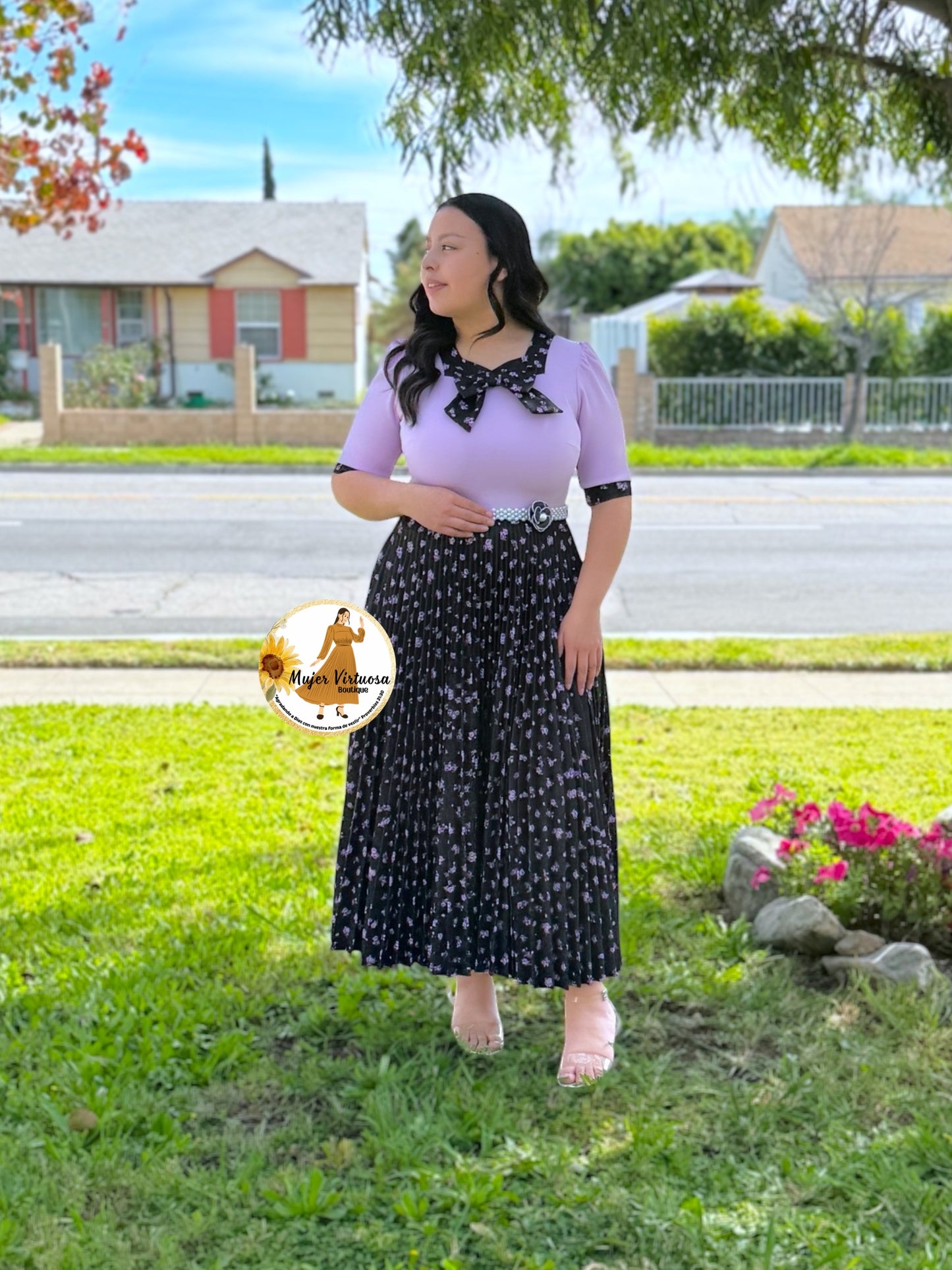 Madelyn Lilac & Black Dress