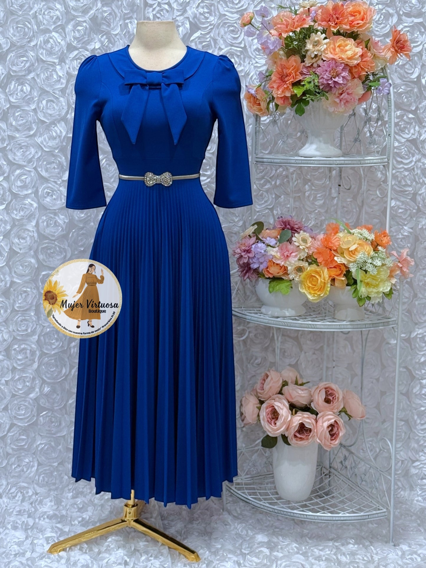 Agatha Royal Blue Sailor Pleated Dress