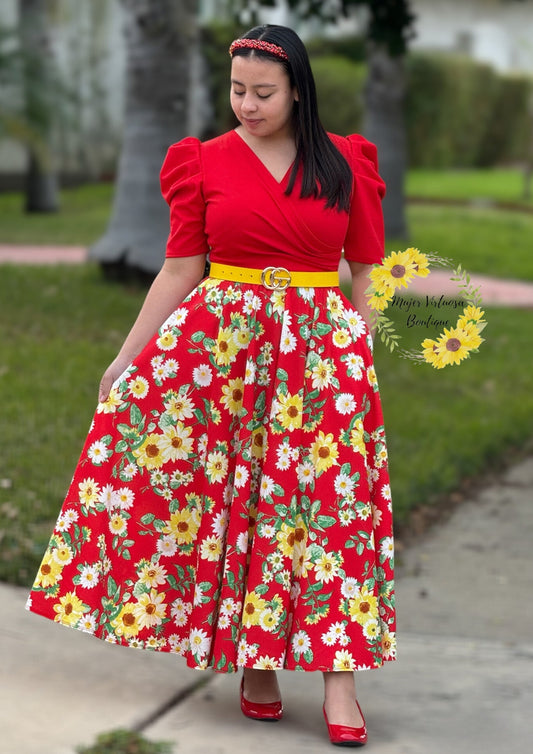 Susan Red Daisy Dress