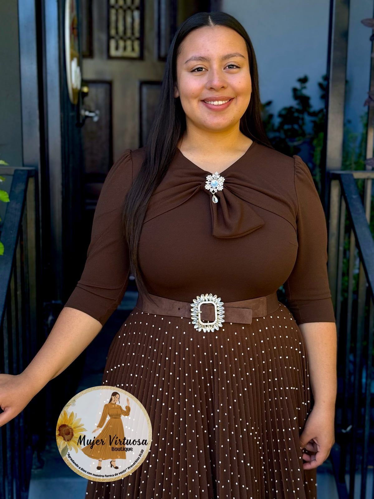 Berenice Brown Polka Dot Dress