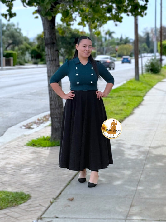 Frida Forest Green & Black Dress