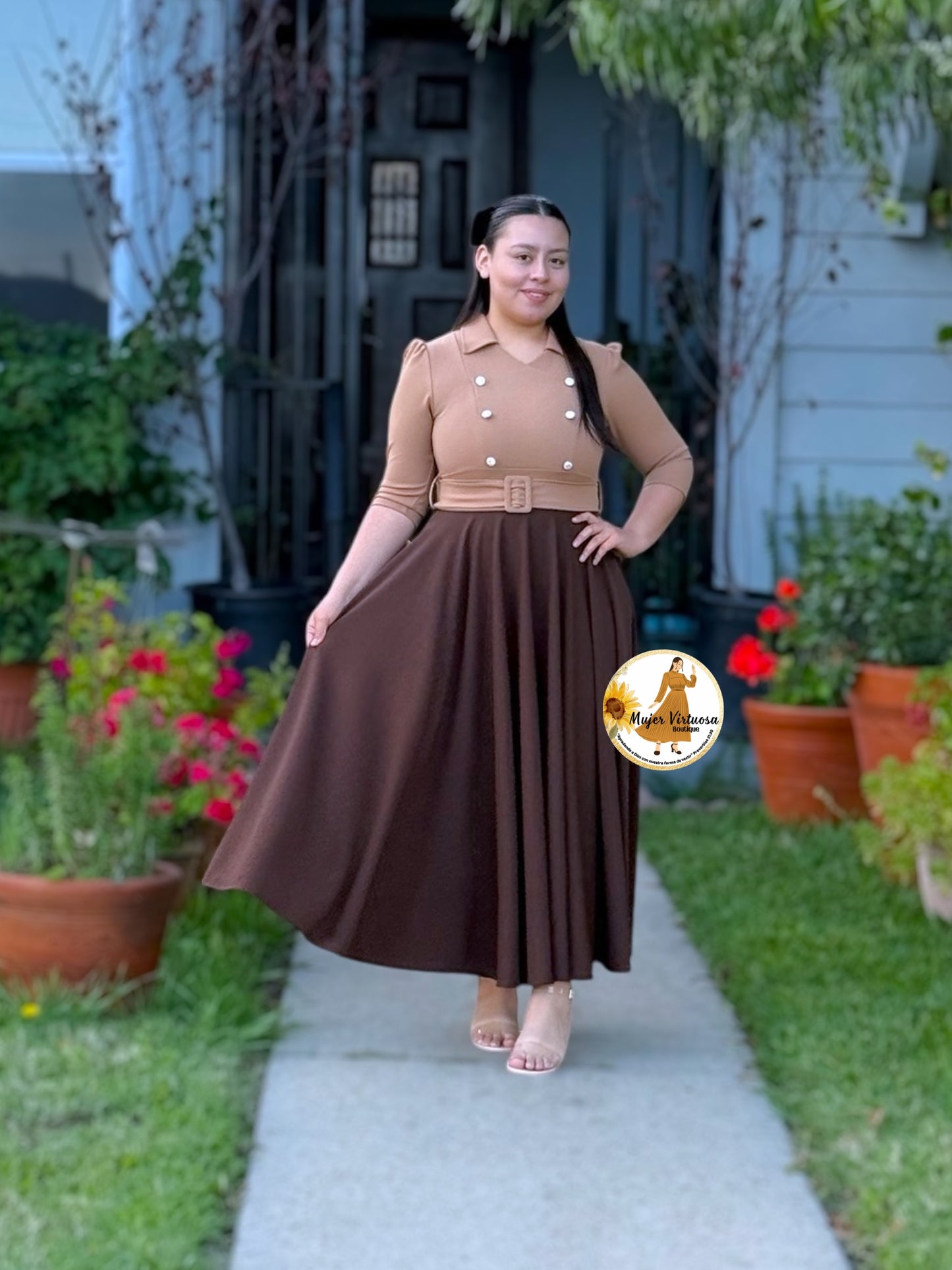 Frida Mocha & Brown Dress