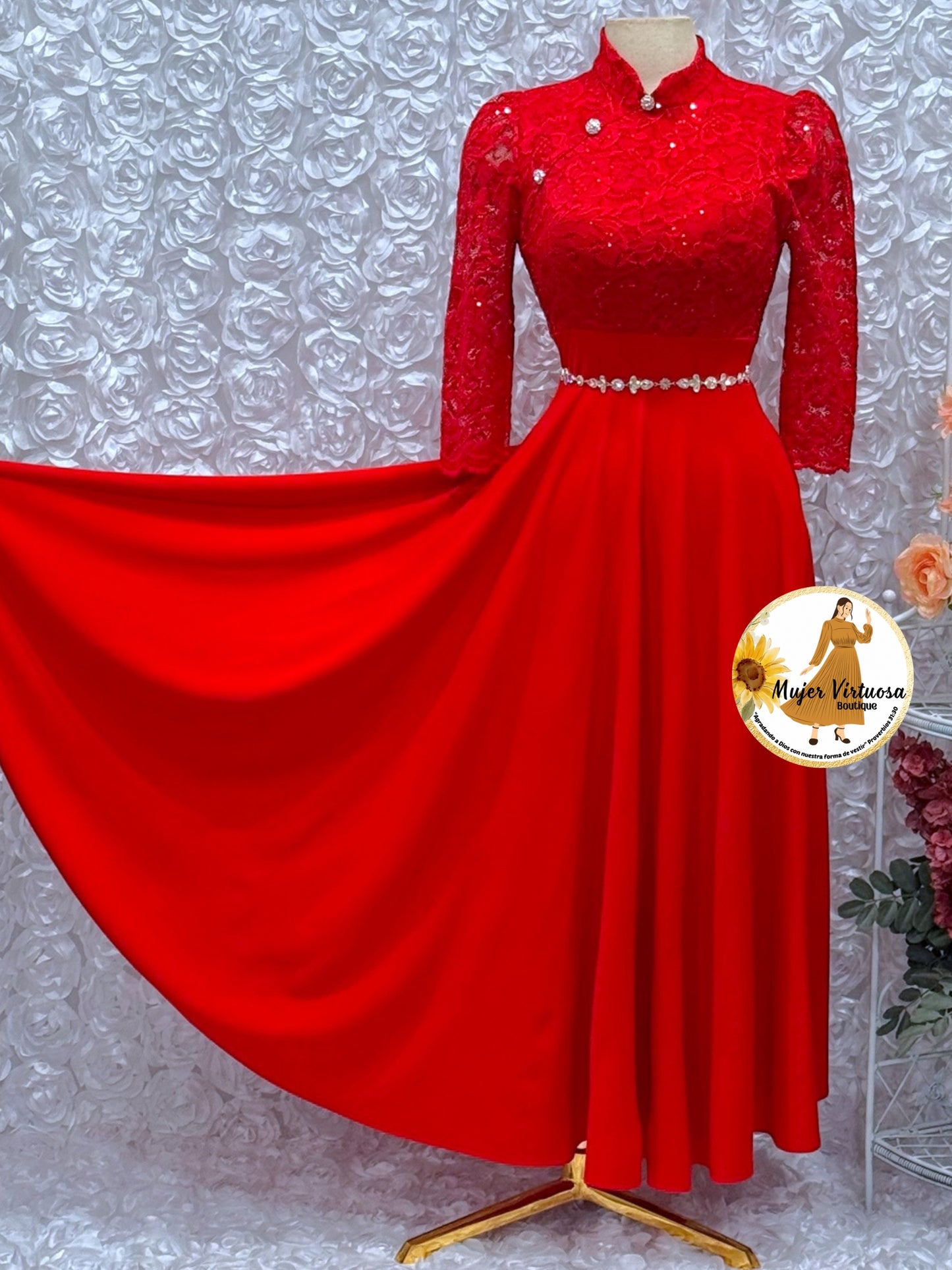 Ivana Red Lace Dress